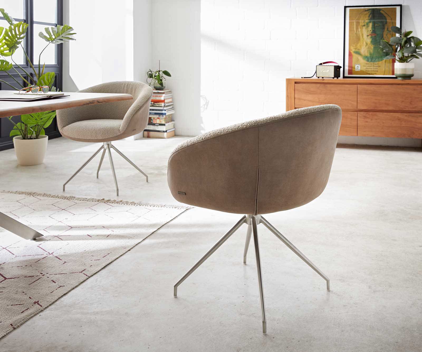 Draaistoel Vinka-Flex met armleuning materiaalmix mud kruisframe conisch roestvrij staal 180° draaibaar pocketveer kern 4 Draaistoel Vinka-Flex met armleuning materiaalmix mud kruisframe conisch roestvrij staal 180° draaibaar pocketveer kern 4