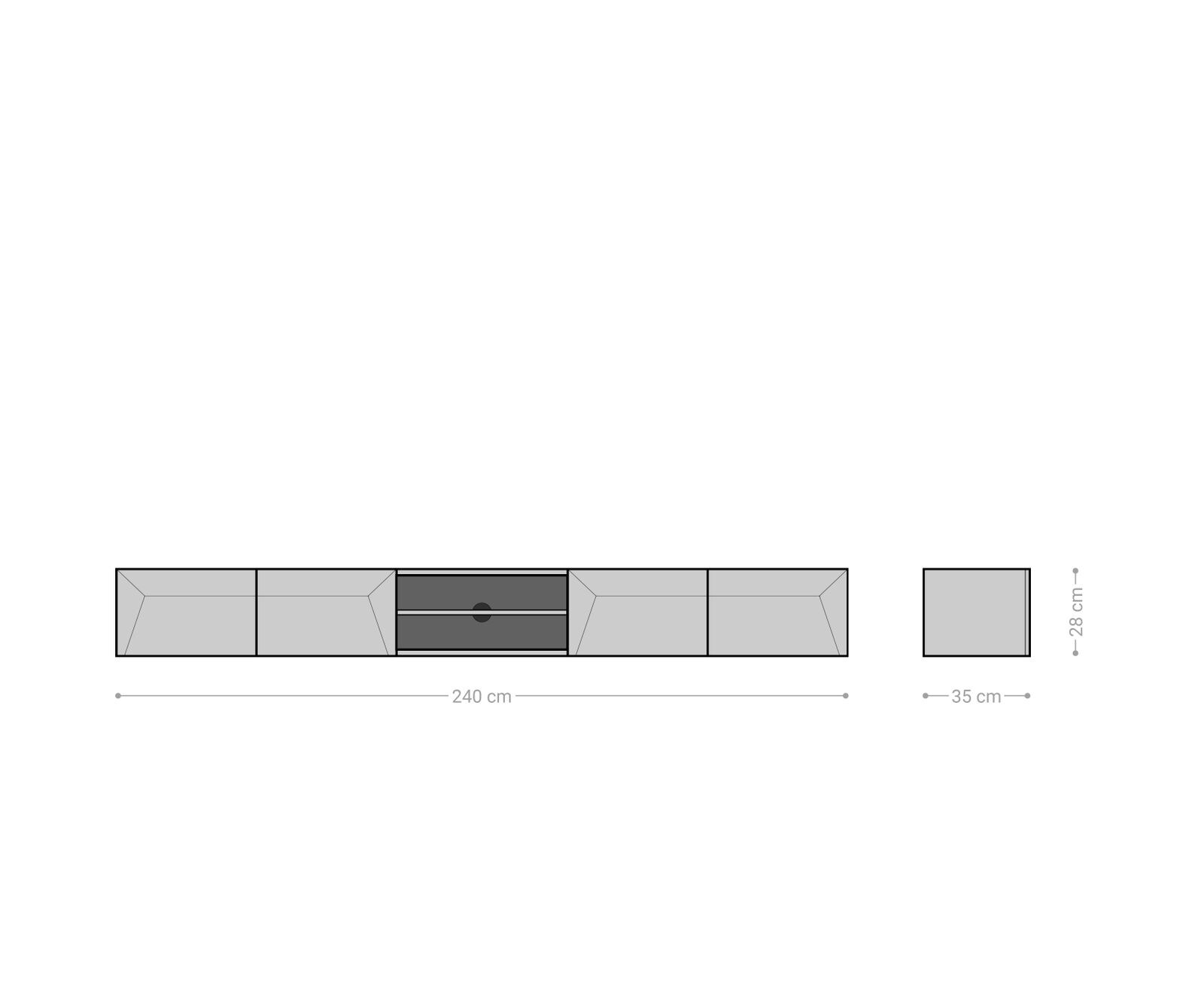 Lowboard Kayu 240 cm Akazie Natur 4 Türen schwebend 5 Lowboard Kayu 240 cm Akazie Natur 4 Türen schwebend 5