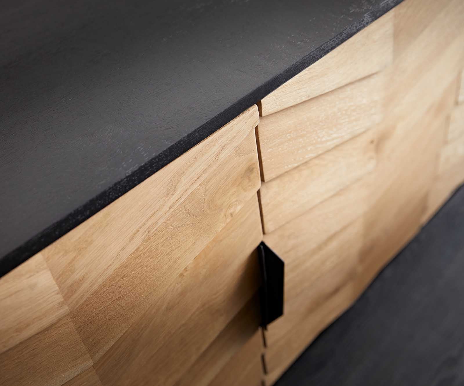 Dressoir Muvi 175 cm natuur eiken mango zwart metaal zwart 4 deuren 3 Dressoir Muvi 175 cm natuur eiken mango zwart metaal zwart 4 deuren 3
