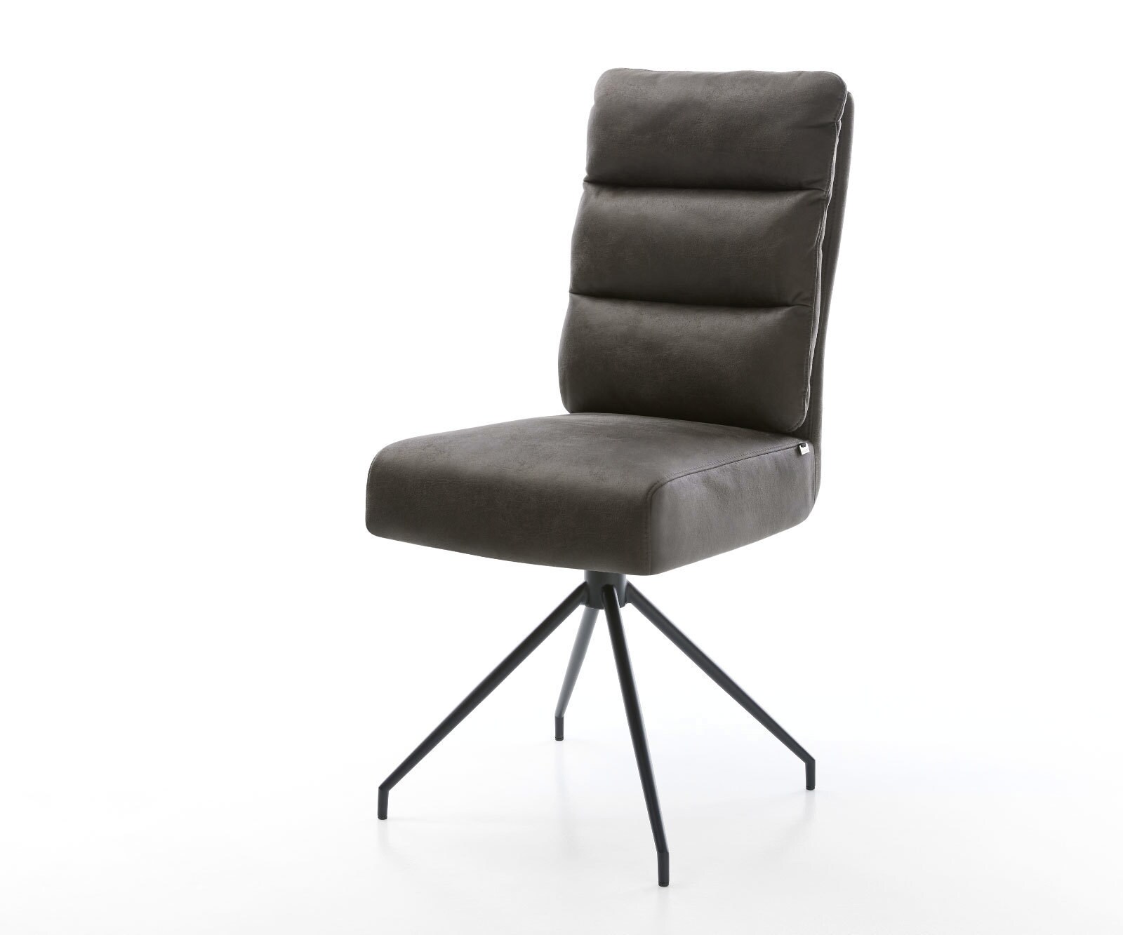 Eetkamerstoel Pela-Flex microvelours antraciet vintage kruisframe conisch zwart pocketveer kern