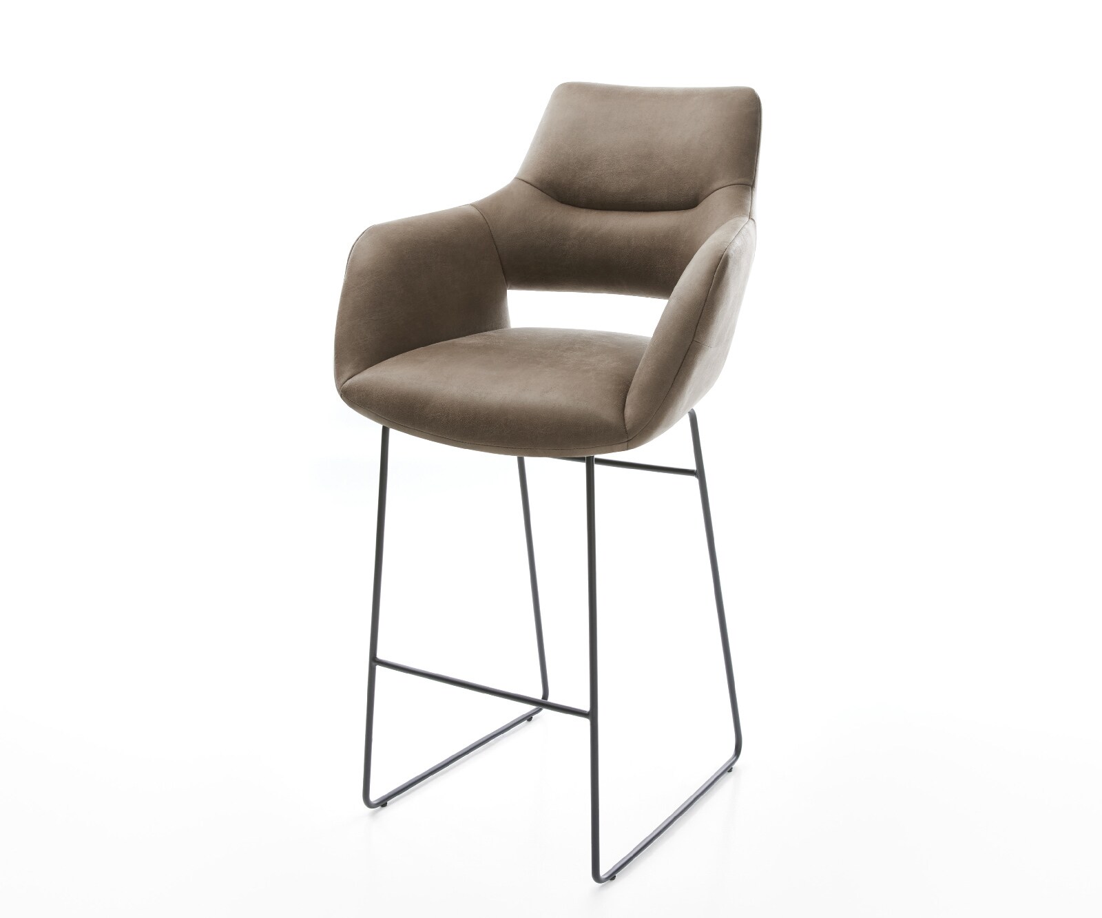 Barstoel Yago-Flex Microvezel Taupe Vintage Sledeonderstel metaal zwart Zwart Pocketvering 1