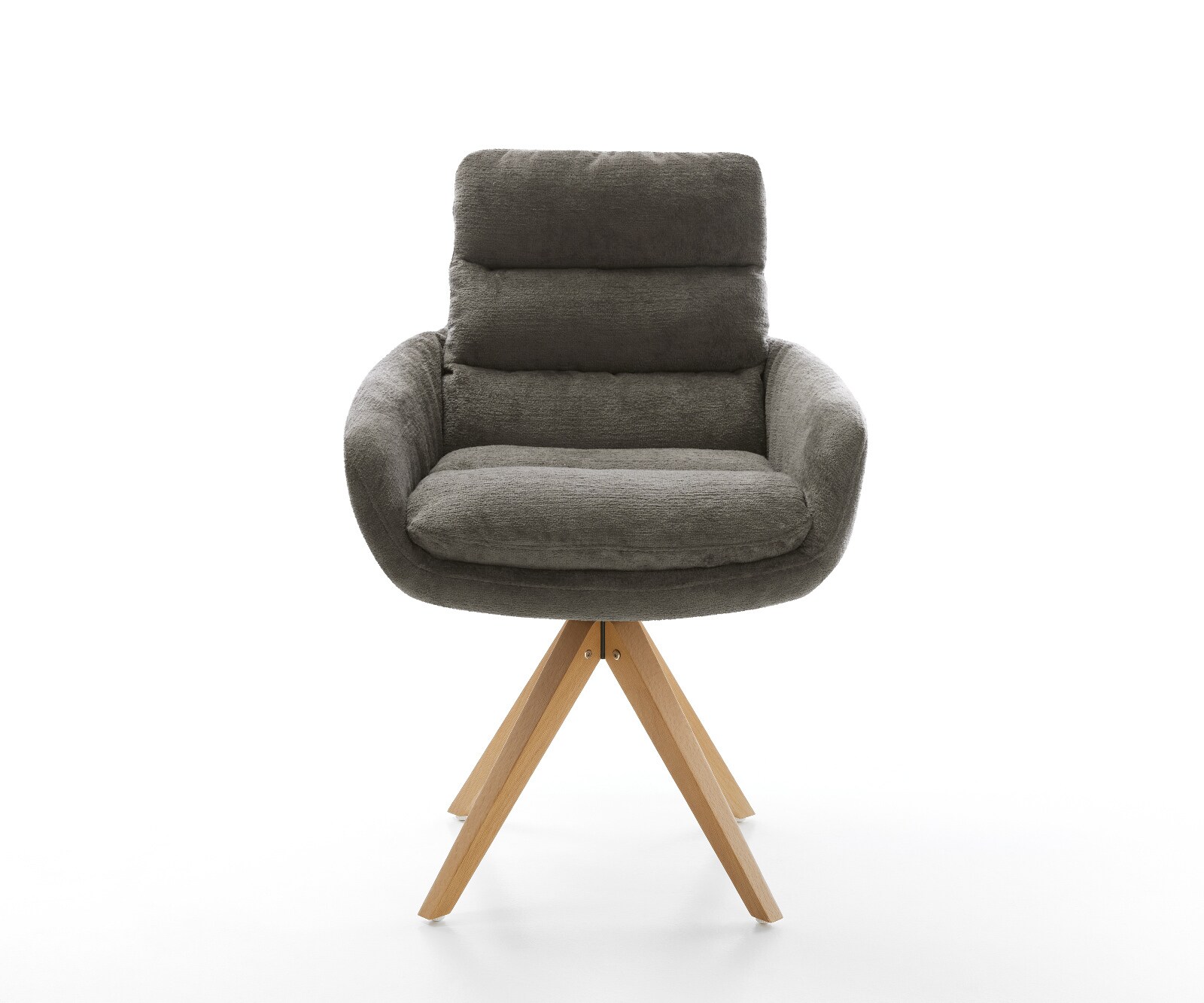 Draaistoel Abelia-Flex met armleuning bouclé zacht mud houten frame hoekig natuur 180° draaibaar 2