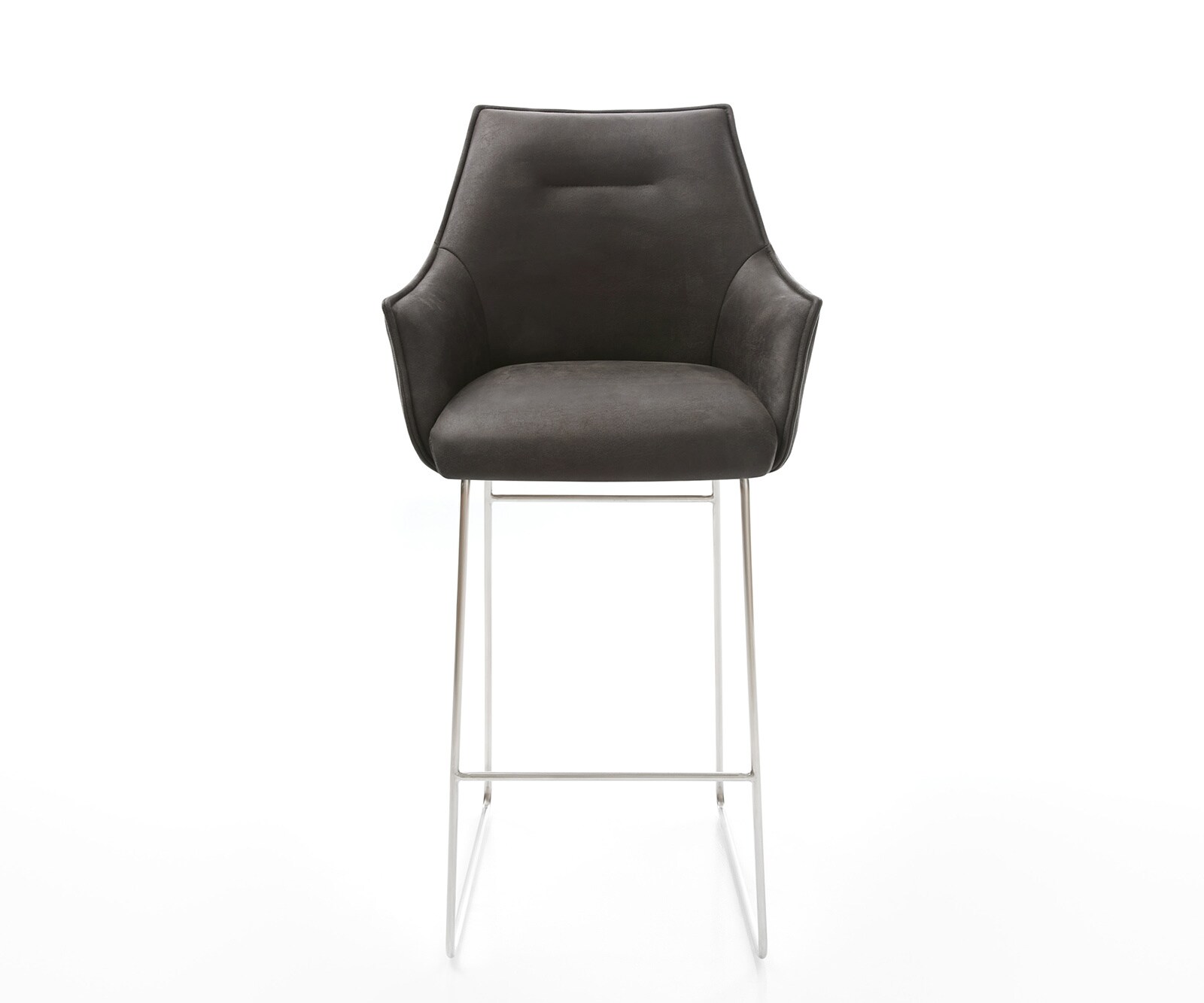 Barstoel Alja-Flex microvezel antraciet vintage sledeframe roestvrij staal pocketvering 1