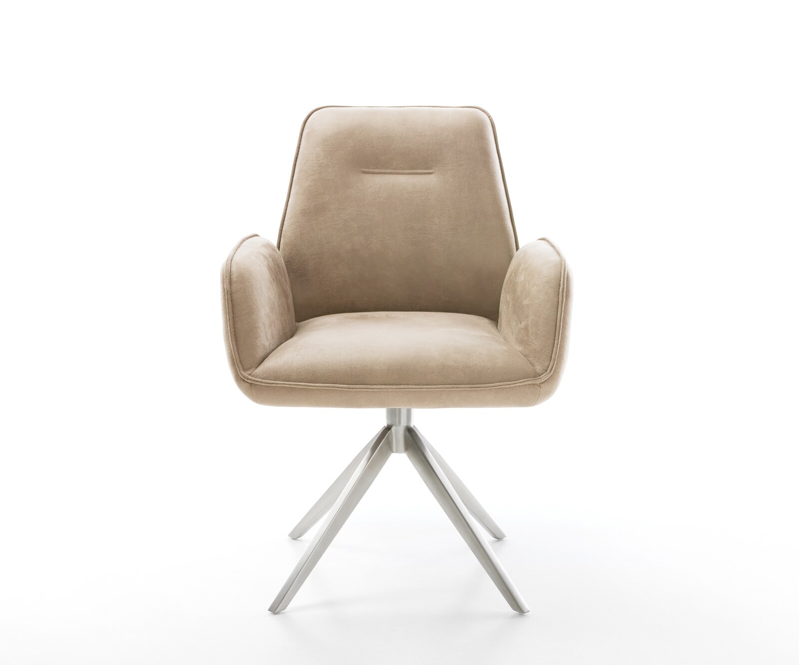 Draaistoel Zoa-Flex microvelours beige vintage kruisframe breed roestvrij staal 360° draaibaar rocker-functie pocketveer kern 2