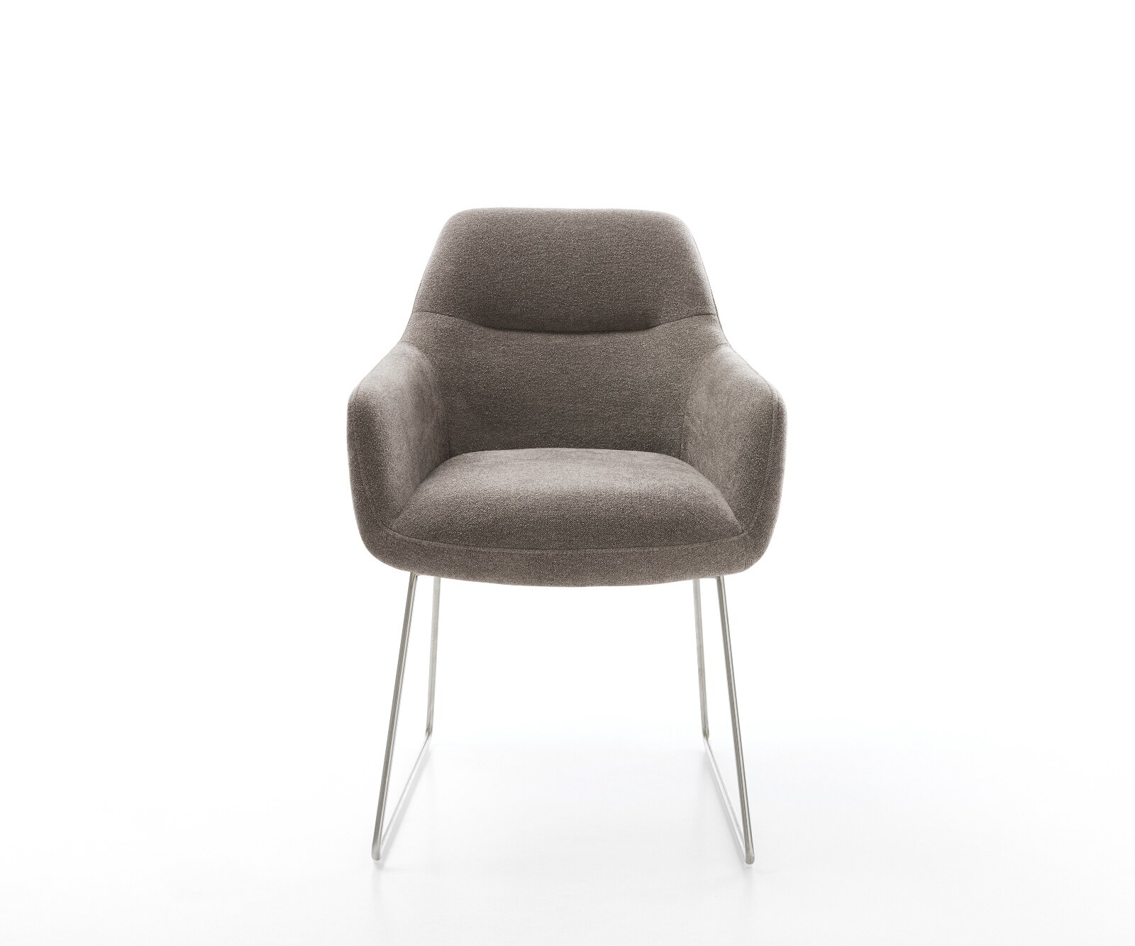 Eetkamerstoel Pejo-Flex zachte stof met structuur taupe slipframe roestvrij staal pocketveer kern 1