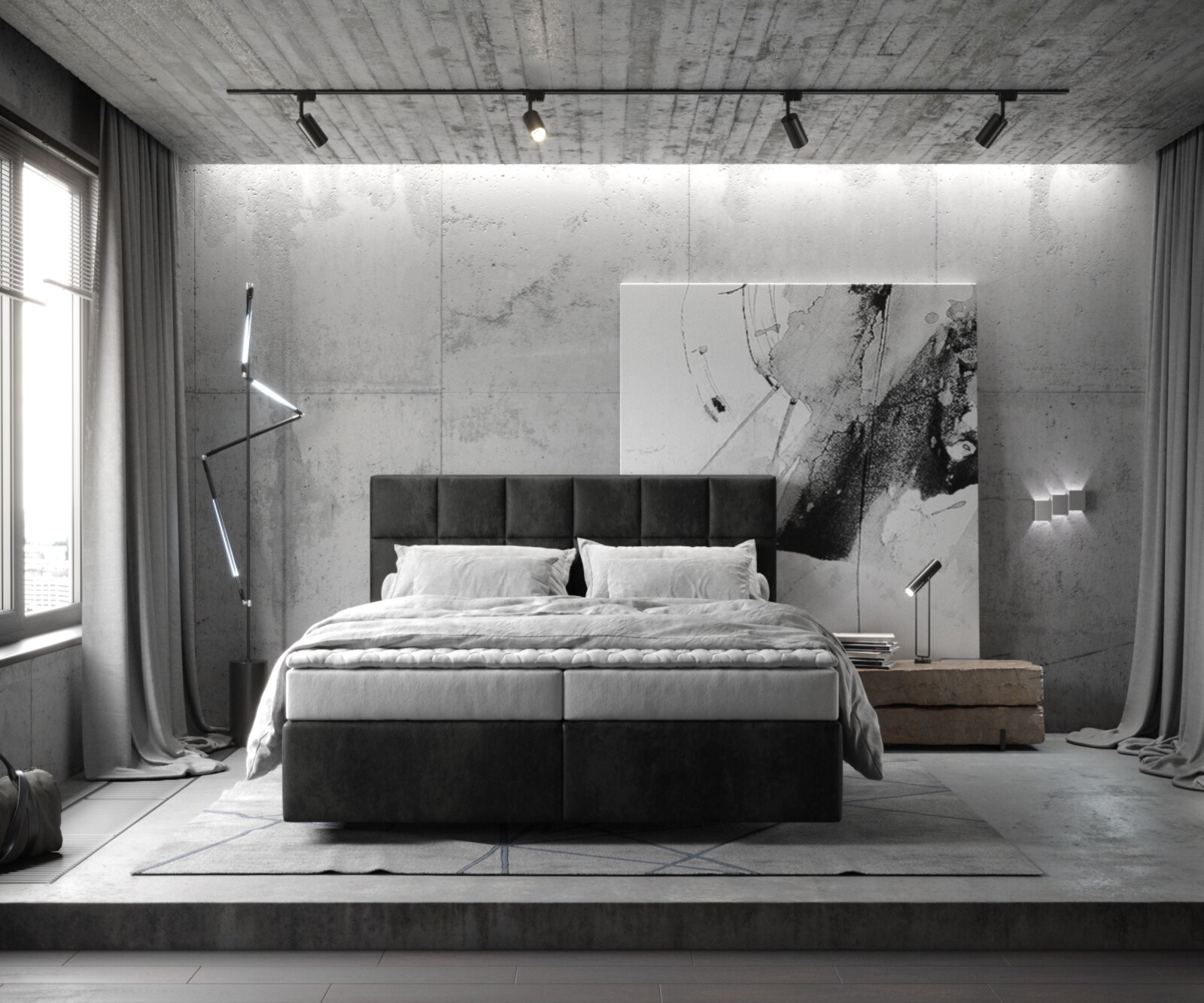 Boxspringbed Dream-Fine 160x200 microvezel antraciet Vintage 1