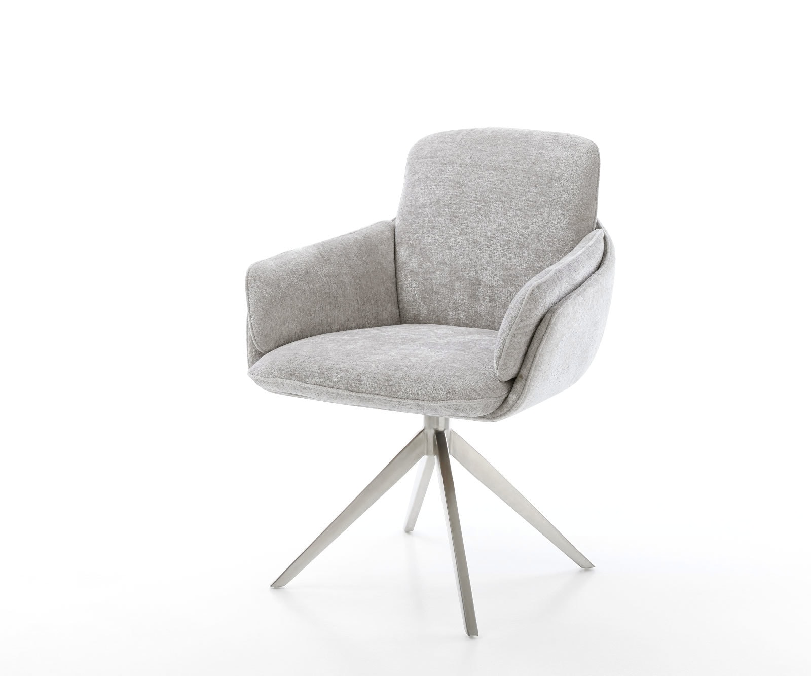 Draaistoel Luan-Flex met armleuning chenille zilver grijs kruisframe breed roestvrij staal 360° draaibaar rocker-functie Draaistoel Luan-Flex met armleuning chenille zilver grijs kruisframe breed roestvrij staal 360° draaibaar rocker-functie