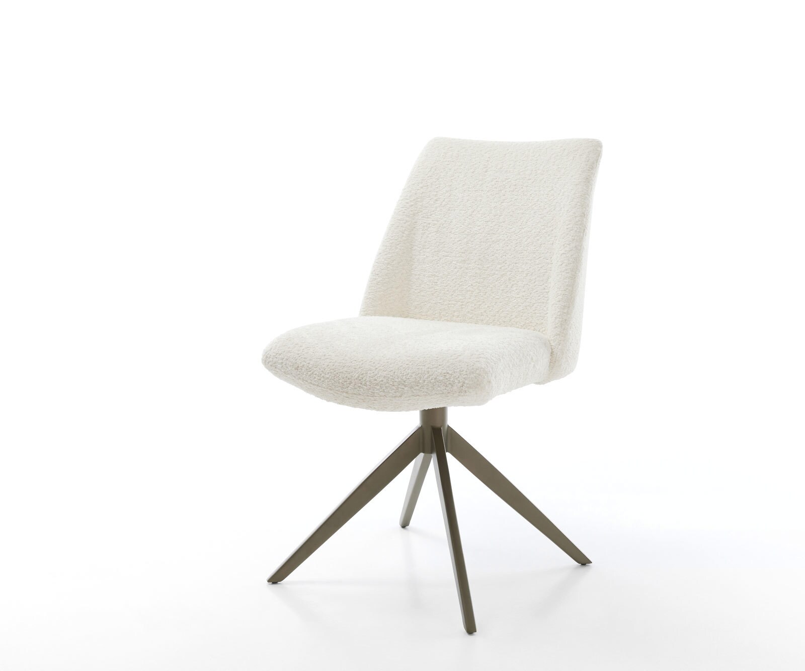 Draaistoel Elso-Flex bouclé wit kruisframe breed afwerking met titanium 360° draaibaar rocker-functie pocketveer kern 1