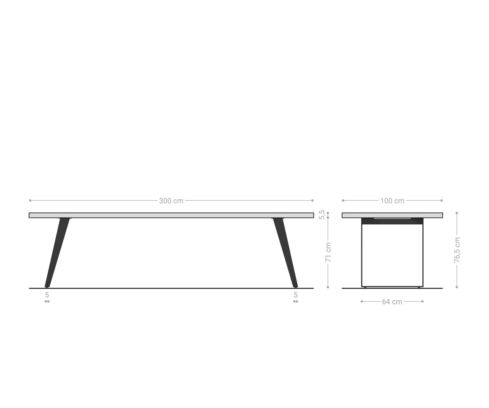 Eettafel Edge 300x100 XL acacia natuur metaal schuin Live-Edge 6
