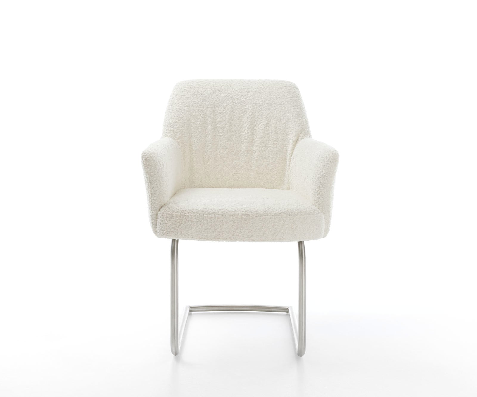 Sledemodel Xana-Flex met armleuning bouclé wit sledemodel rond roestvrij staal pocketveer kern 2