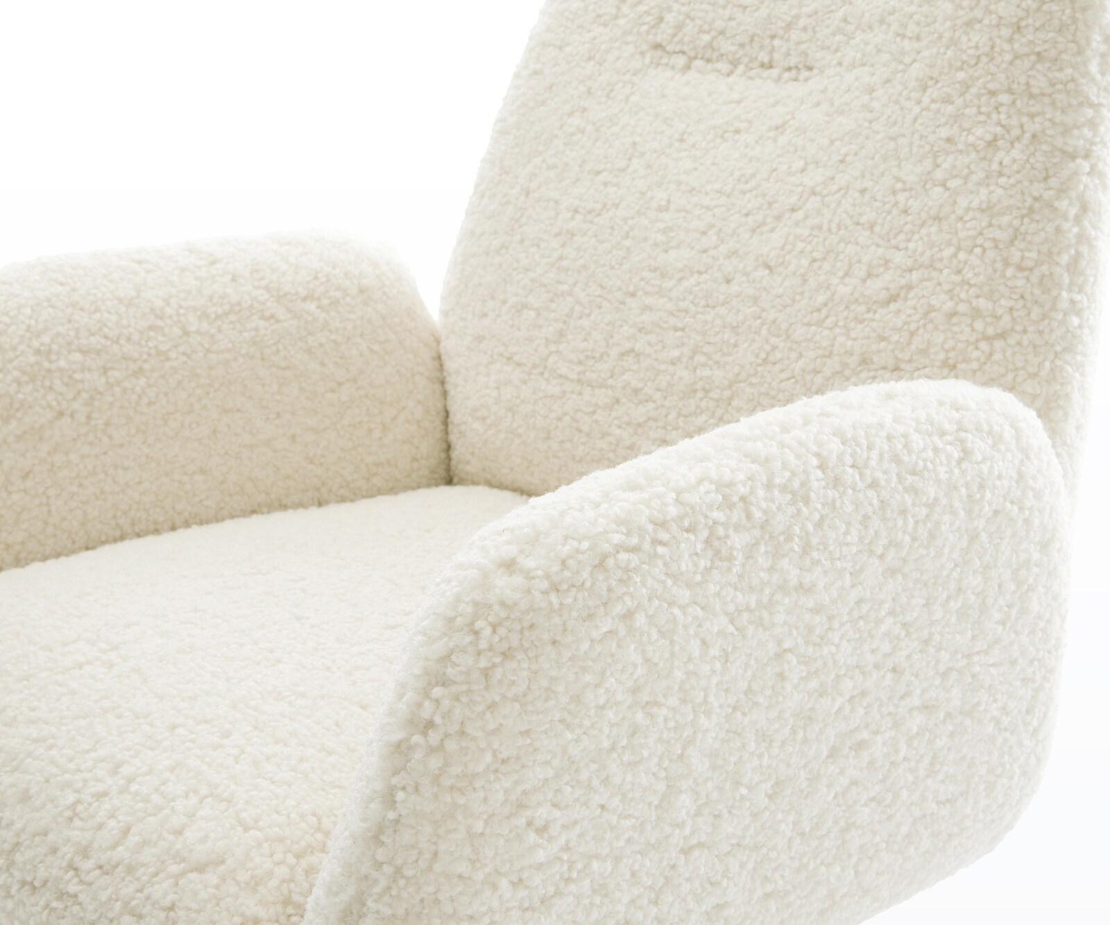 Draaistoel Zoa-Flex teddy beige kruisframe breed roestvrij staal 360° draaibaar rocker-functie pocketveer kern 4