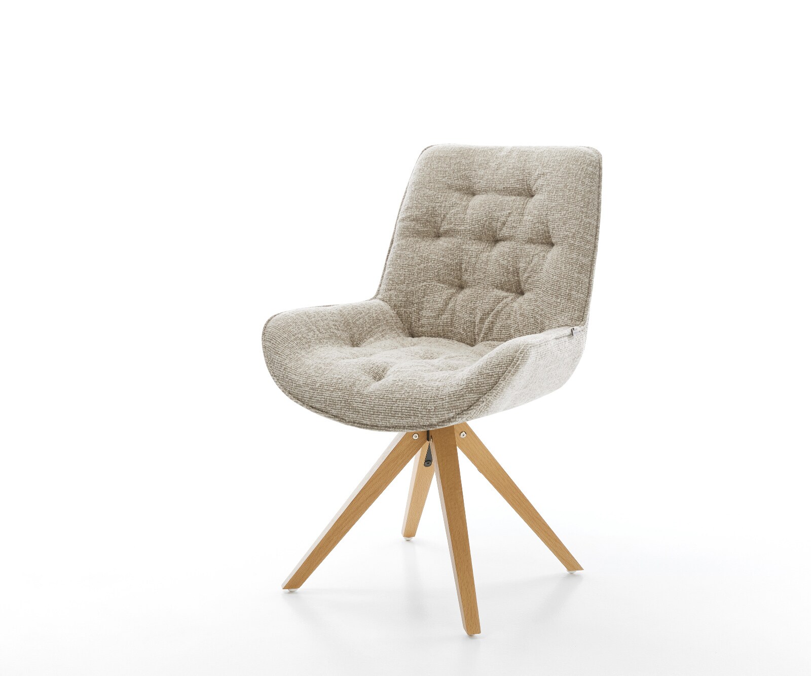 Draaistoel Taimi-Flex geweven stof beige houten frame hoekig natuur 180° draaibaar 1