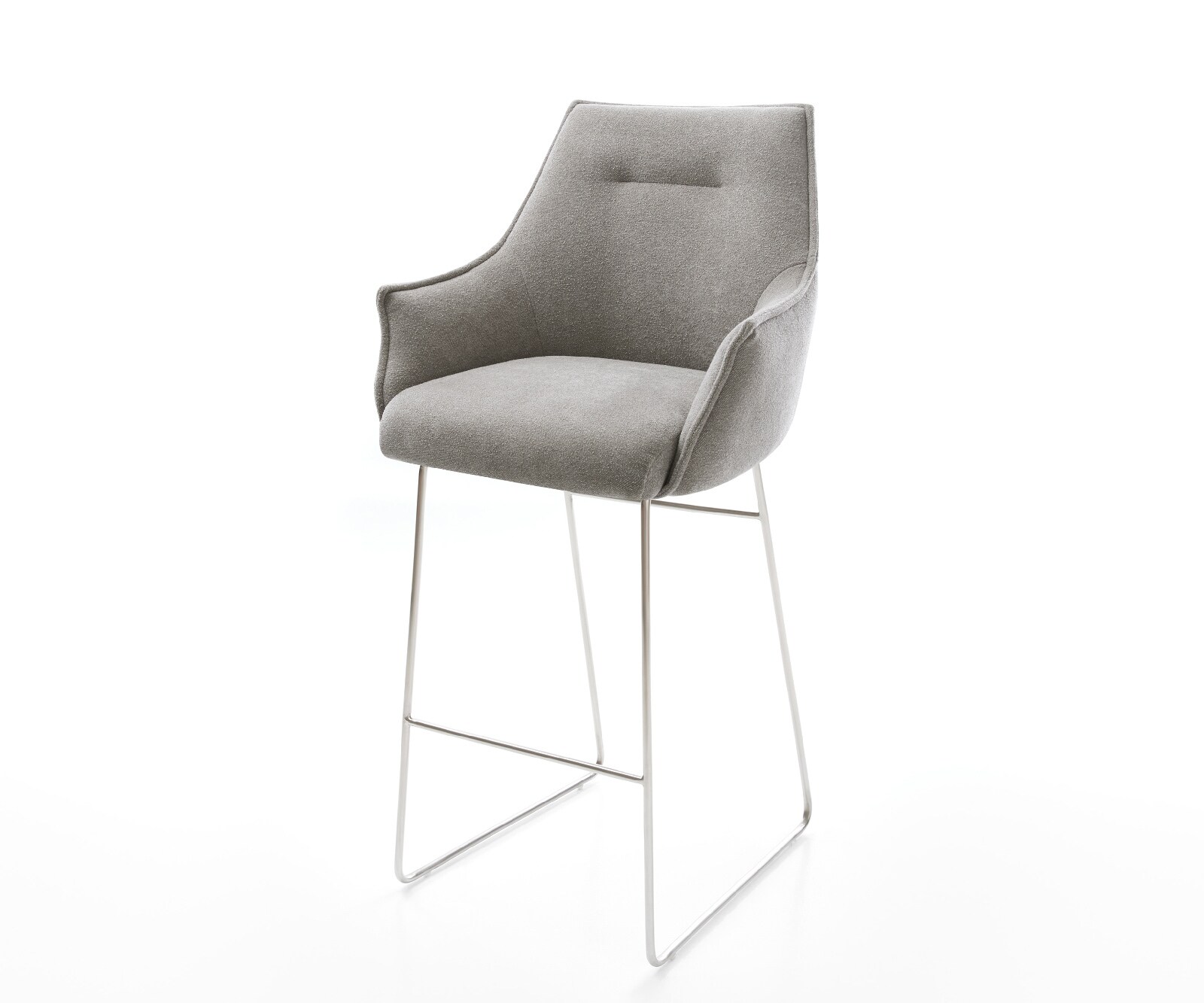 Barstoel Alja-Flex Zachte stof met structuur Grijs Sledeonderstel roestvrij staal Zilver Pocketvering 1