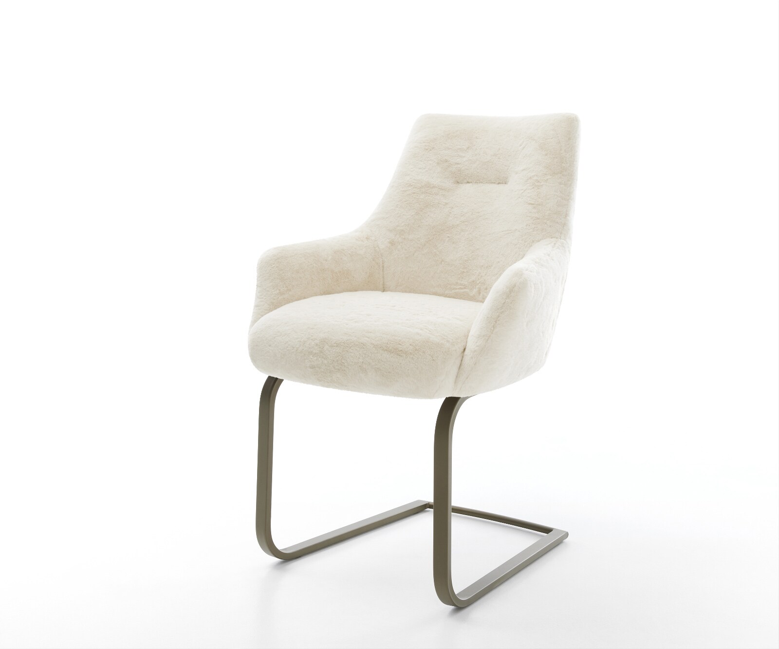 Sledemodel Alja-Flex met armleuning pluchen crème-wit sledemodel vlak afwerking met titanium pocketveer kern 1