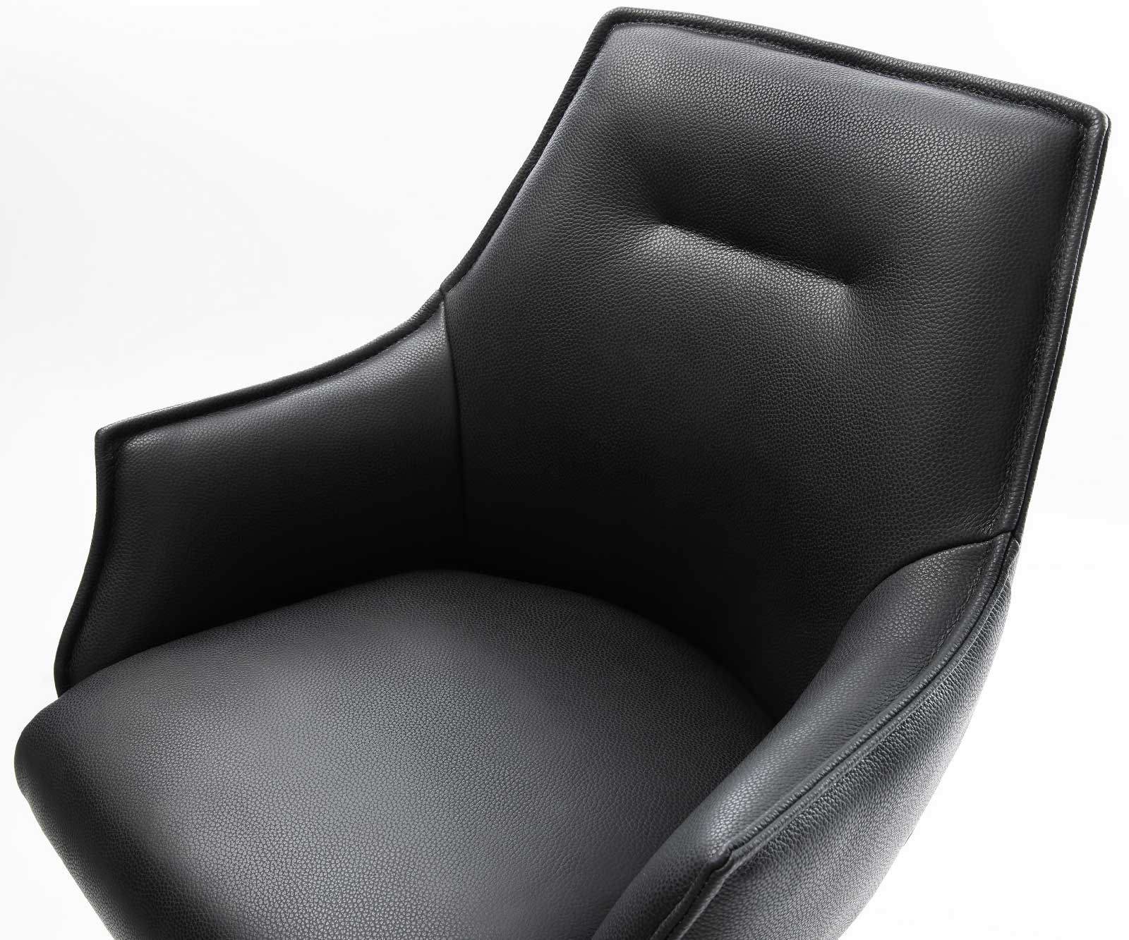 Barstoel Alja-Flex Volledig leer Zwart Sledeonderstel RVS Pocketvering 4