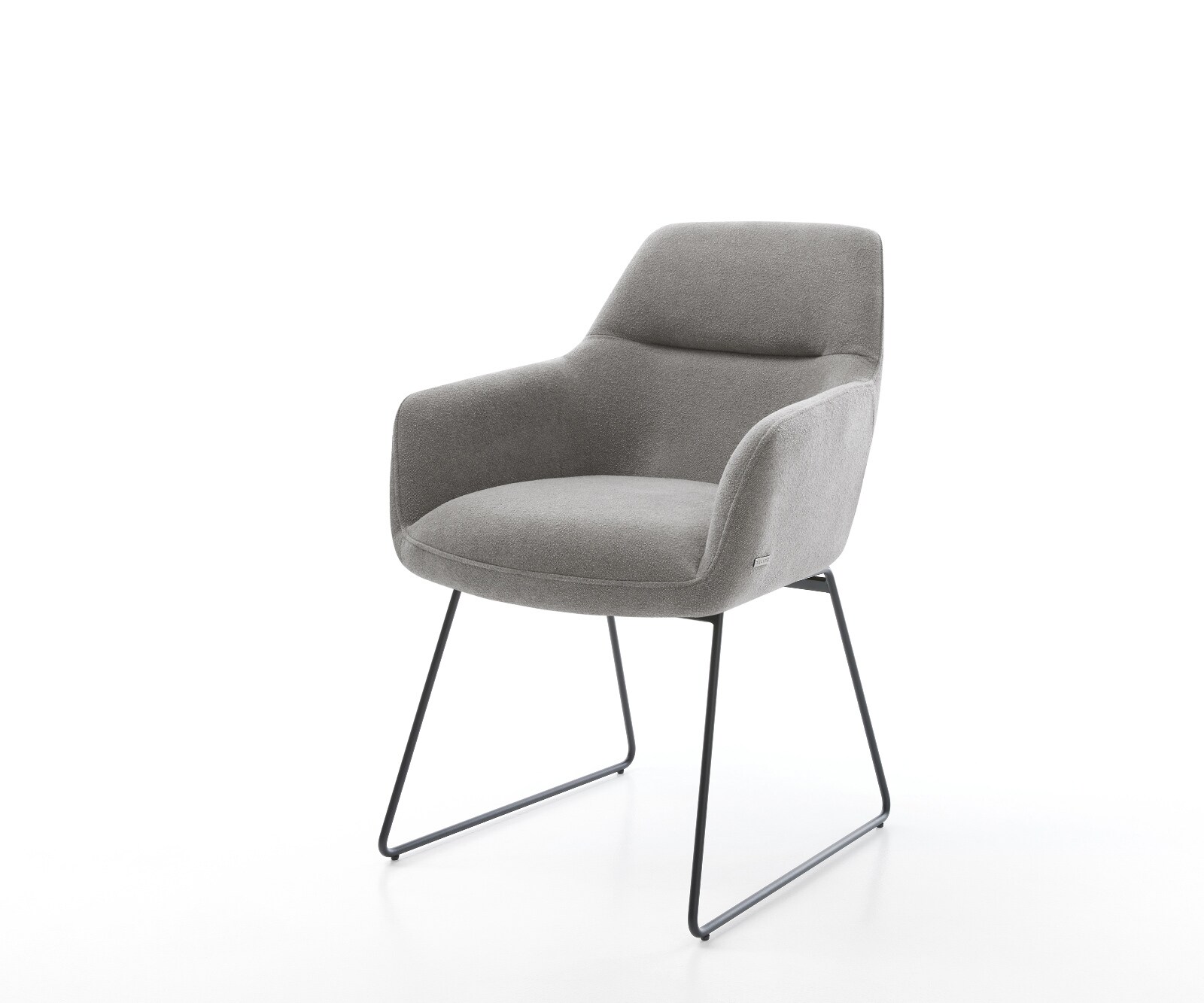 Eetkamerstoel Pejo-Flex zachte stof met structuur grijs slipframe zwart pocketveer kern 1