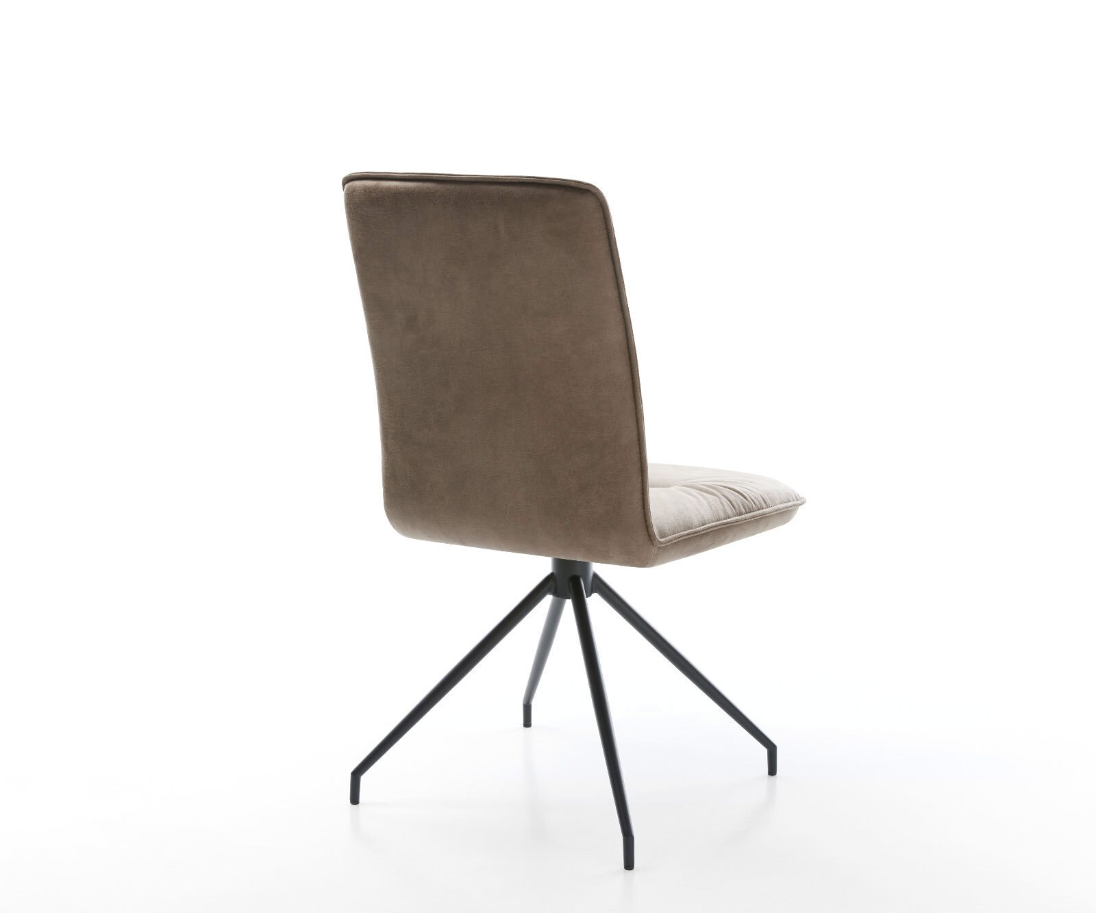 Eetkamerstoel Vinjo-Flex microvelours taupe vintage kruisframe conisch zwart 5