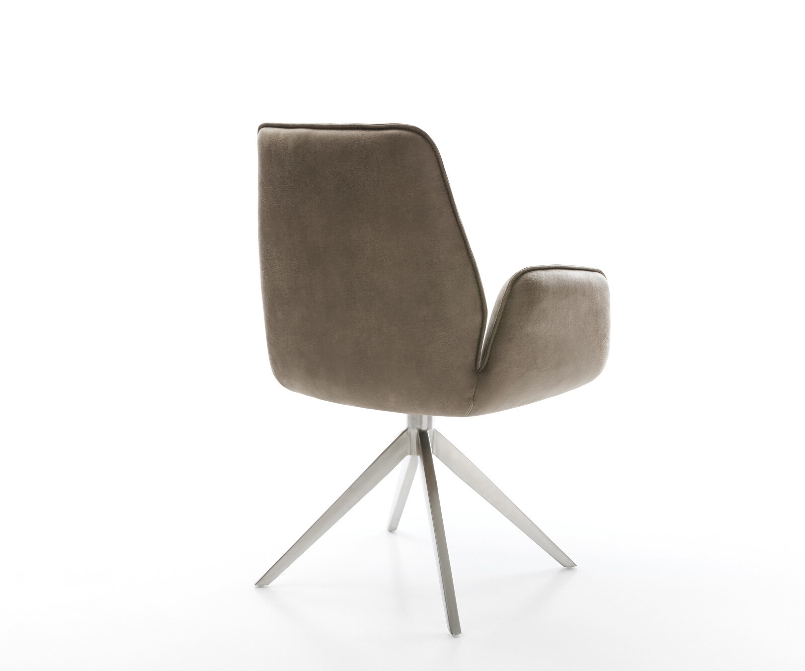 Draaistoel Zoa-Flex microvelours taupe vintage kruisframe breed roestvrij staal 360° draaibaar rocker-functie pocketveer kern 5