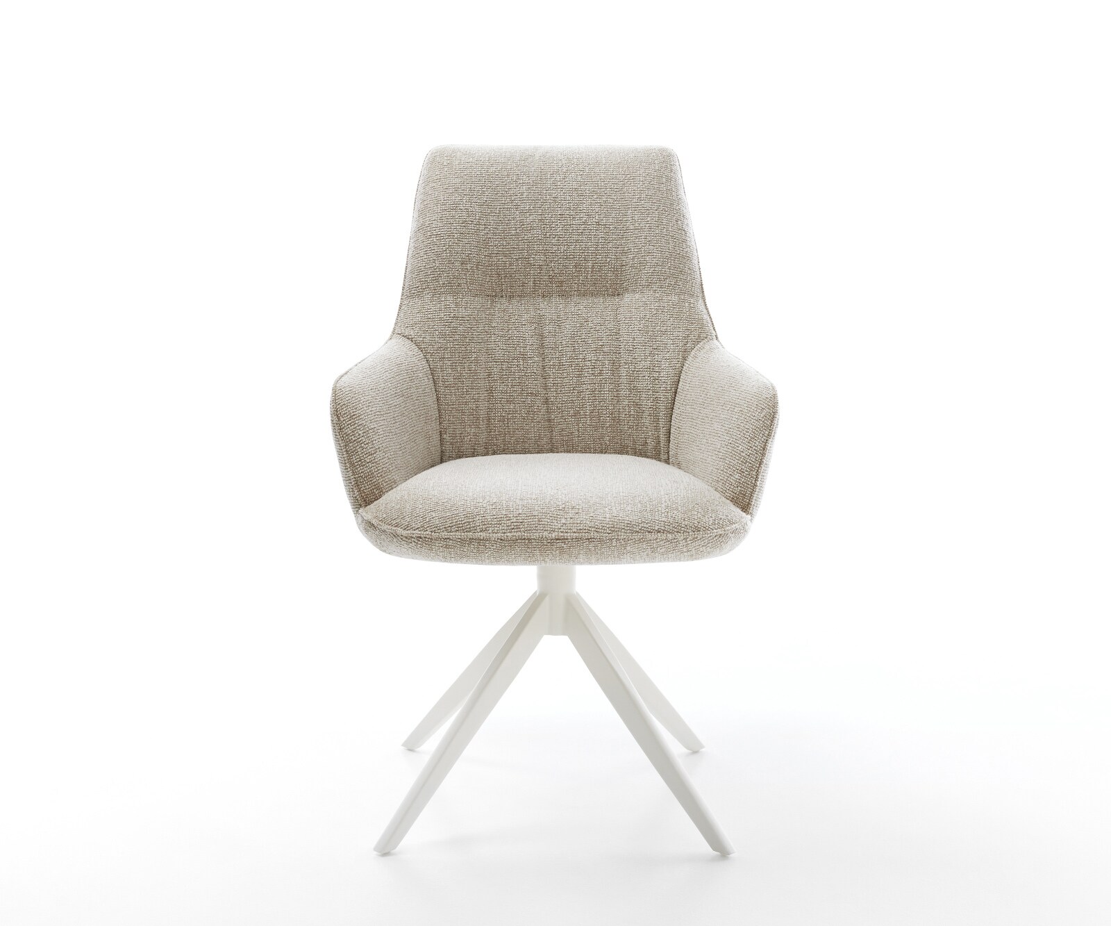Draaistoel Zelia-Flex met armleuning geweven stof beige kruisframe breed wit 360° draaibaar rocker-functie pocketveer kern 2