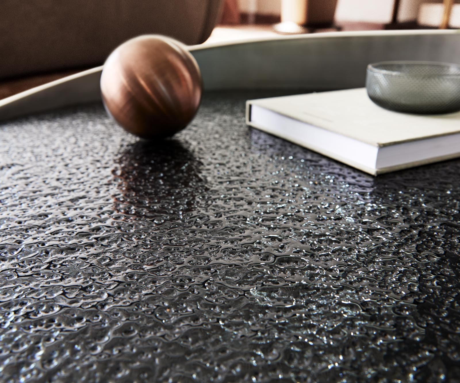 Salontafel Blaise 100x100 cm Zilver met reliëfglas grijs 4 Salontafel Blaise 100x100 cm Zilver met reliëfglas grijs 4