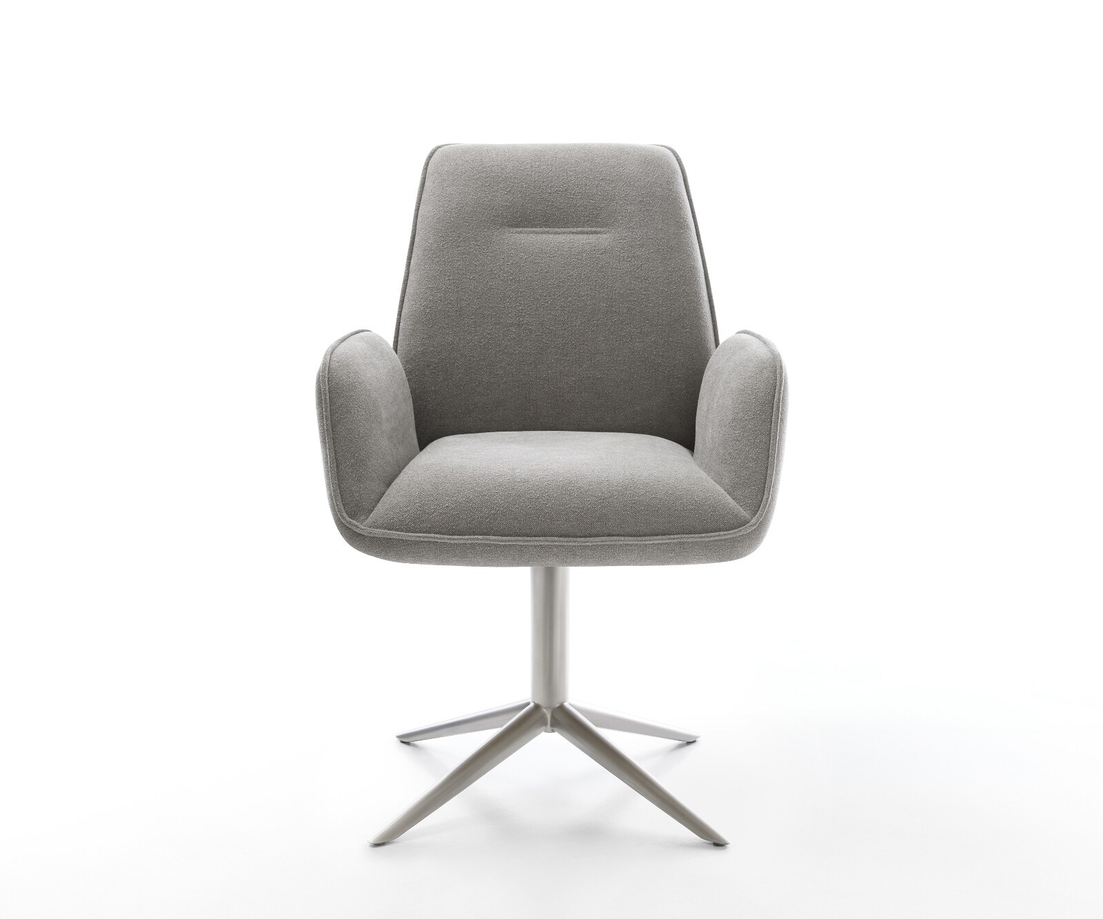 Draaistoel Zoa-Flex zachte stof met structuur grijs kruispoot roestvrij staal 360° draaibaar rocker-functie pocketveer kern 1