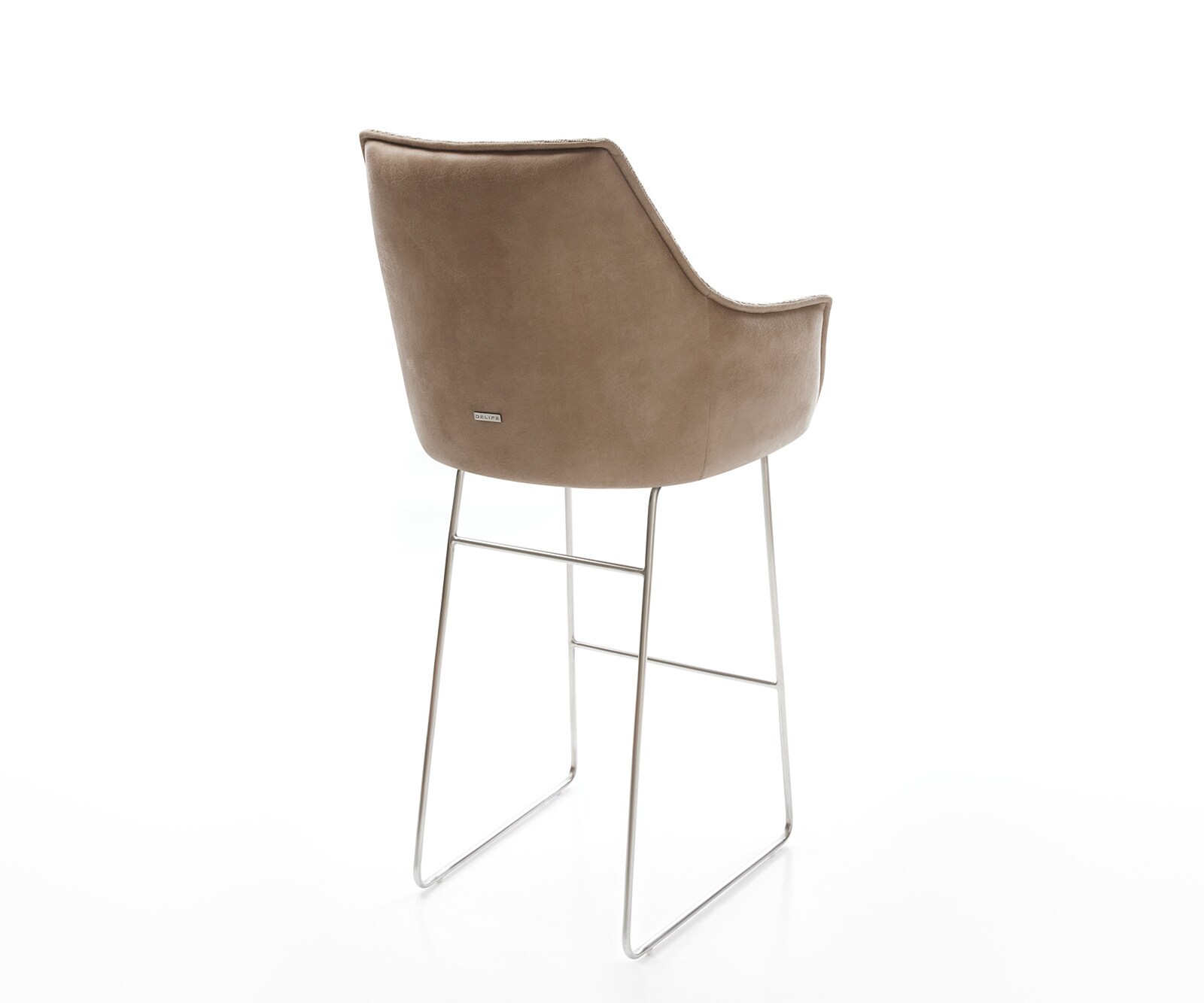 Barstoel Alja-Flex Materiaalmix microvezel Mud / bouclé Mud Sledeonderstel RVS Pocketvering 5