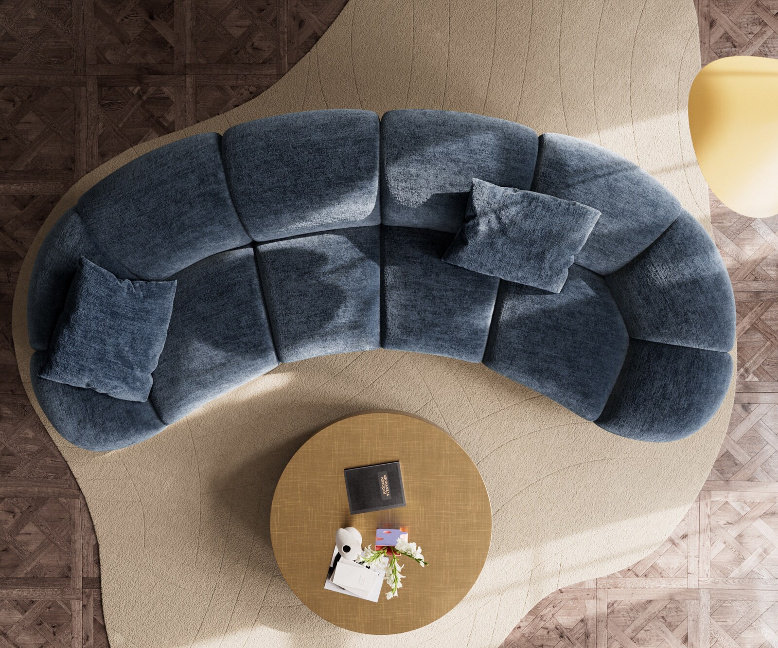 Big-sofa Lunna 360x175 cm chenille blauw 2 kussens 8