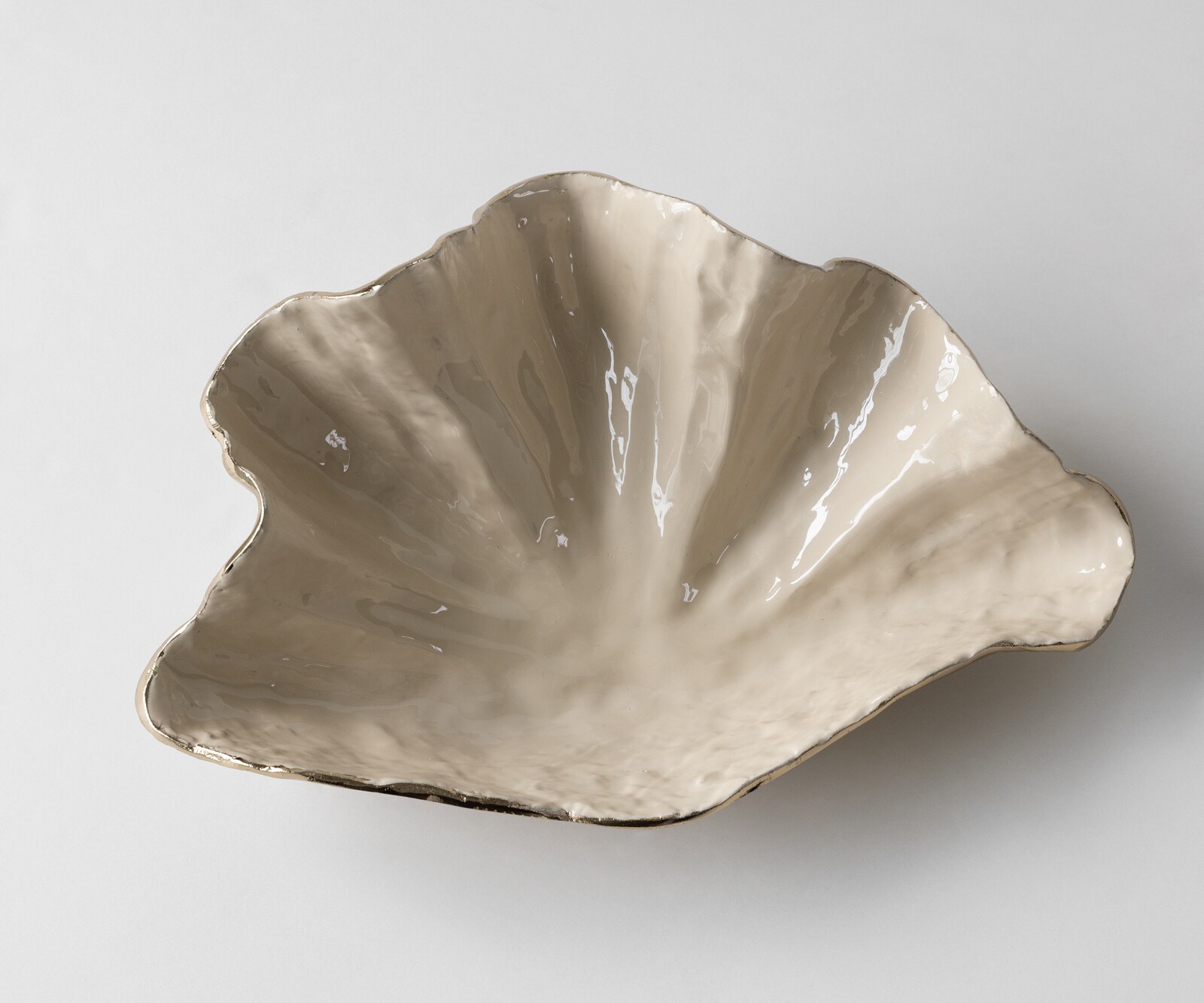 Schaal Aurelia B46 x D31 x H15 cm Aluminium Champagner Ivory Handgemaakt 4