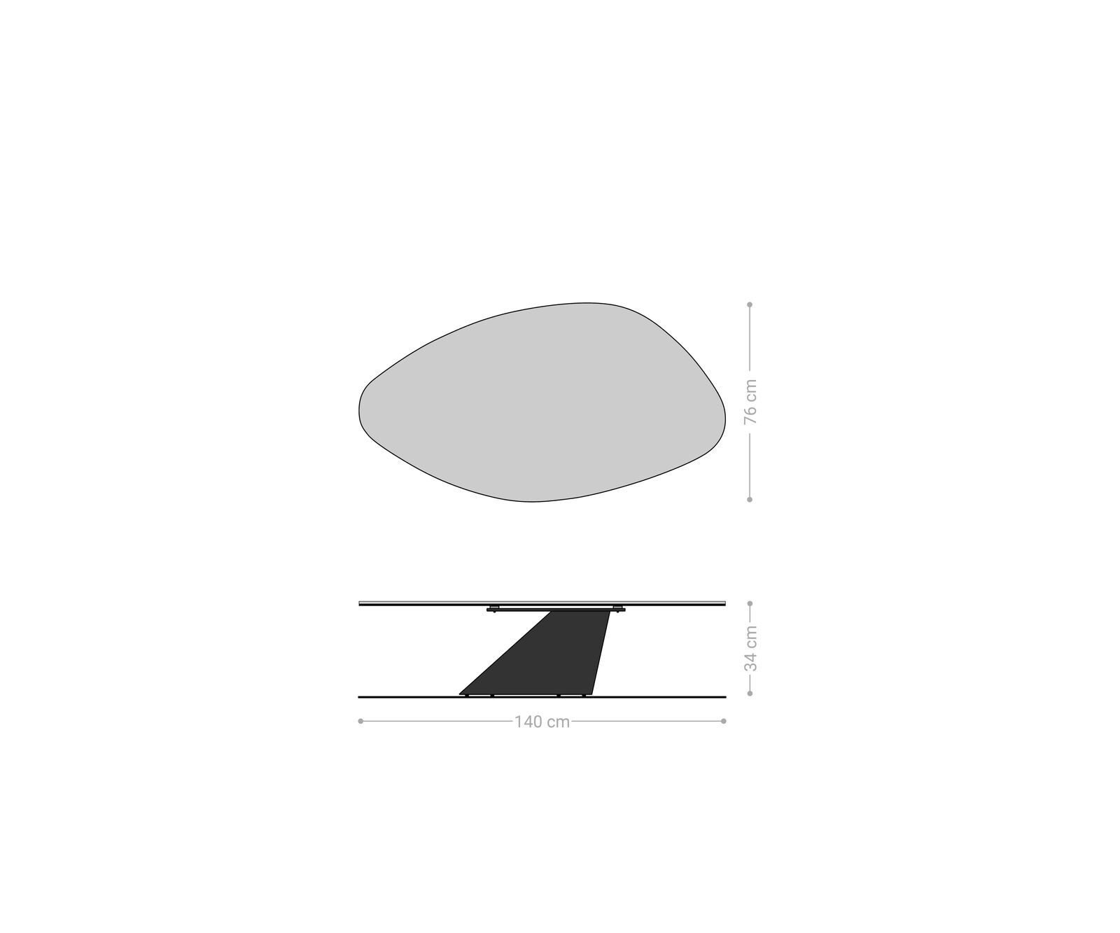 Salontafel Edge Organisch 140x76 cm keramiek Minas Melange Conis Metall effectafwerking titaan 6