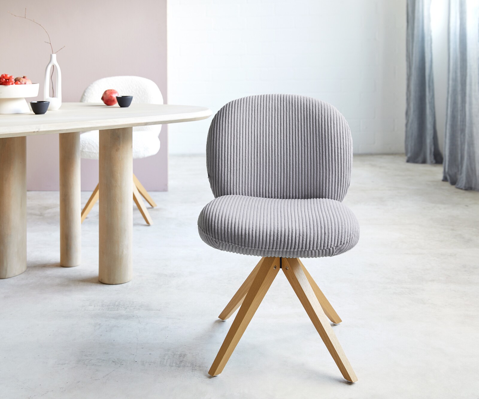 Draaistoel Nube-Flex koord zilver grijs houten frame hoekig natuur 180° draaibaar pocketveer kern 1 Draaistoel Nube-Flex koord zilver grijs houten frame hoekig natuur 180° draaibaar pocketveer kern 1