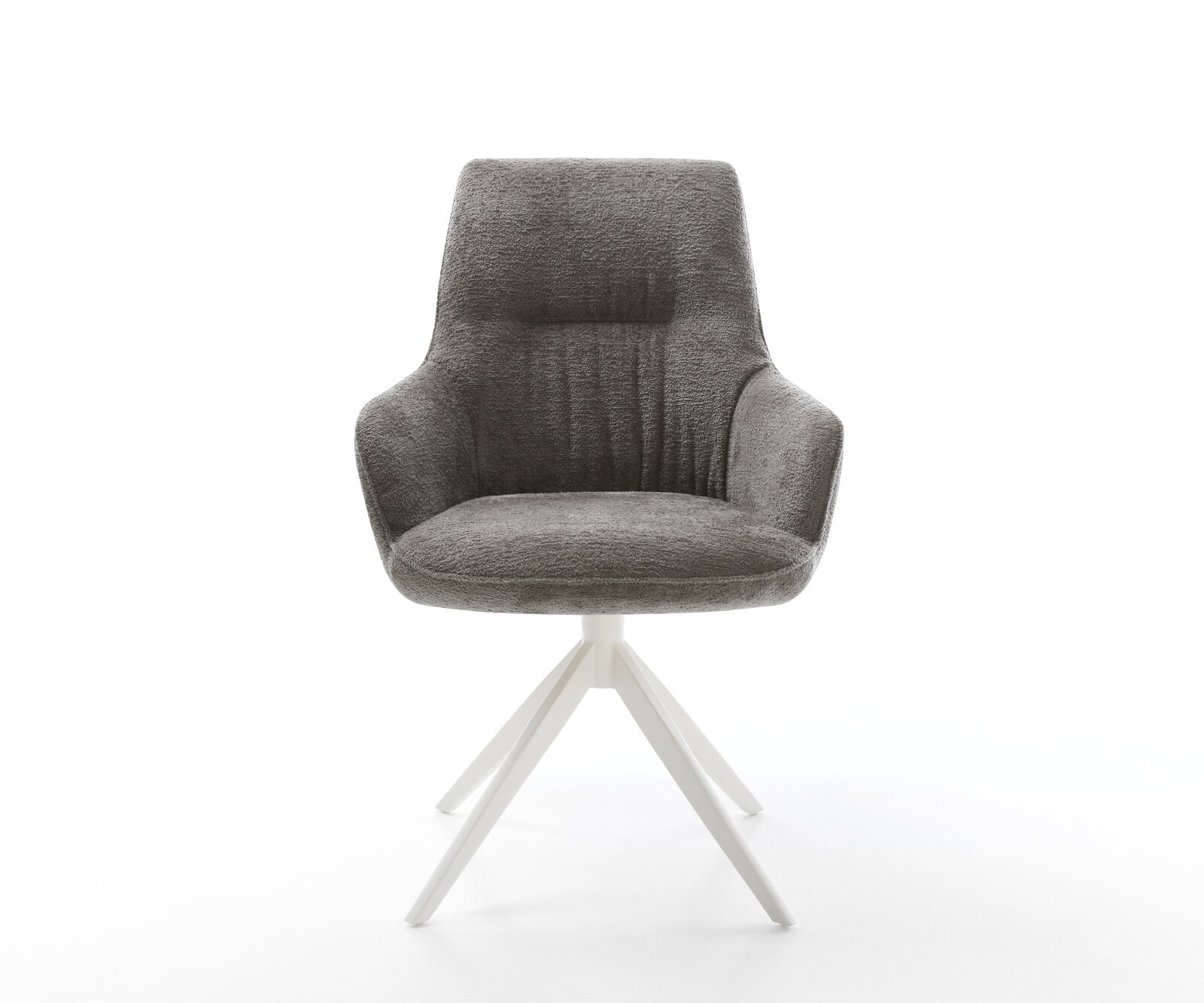 Draaistoel Zelia-Flex met armleuning bouclé zacht mud kruisframe breed wit 360° draaibaar rocker-functie pocketveer kern 1