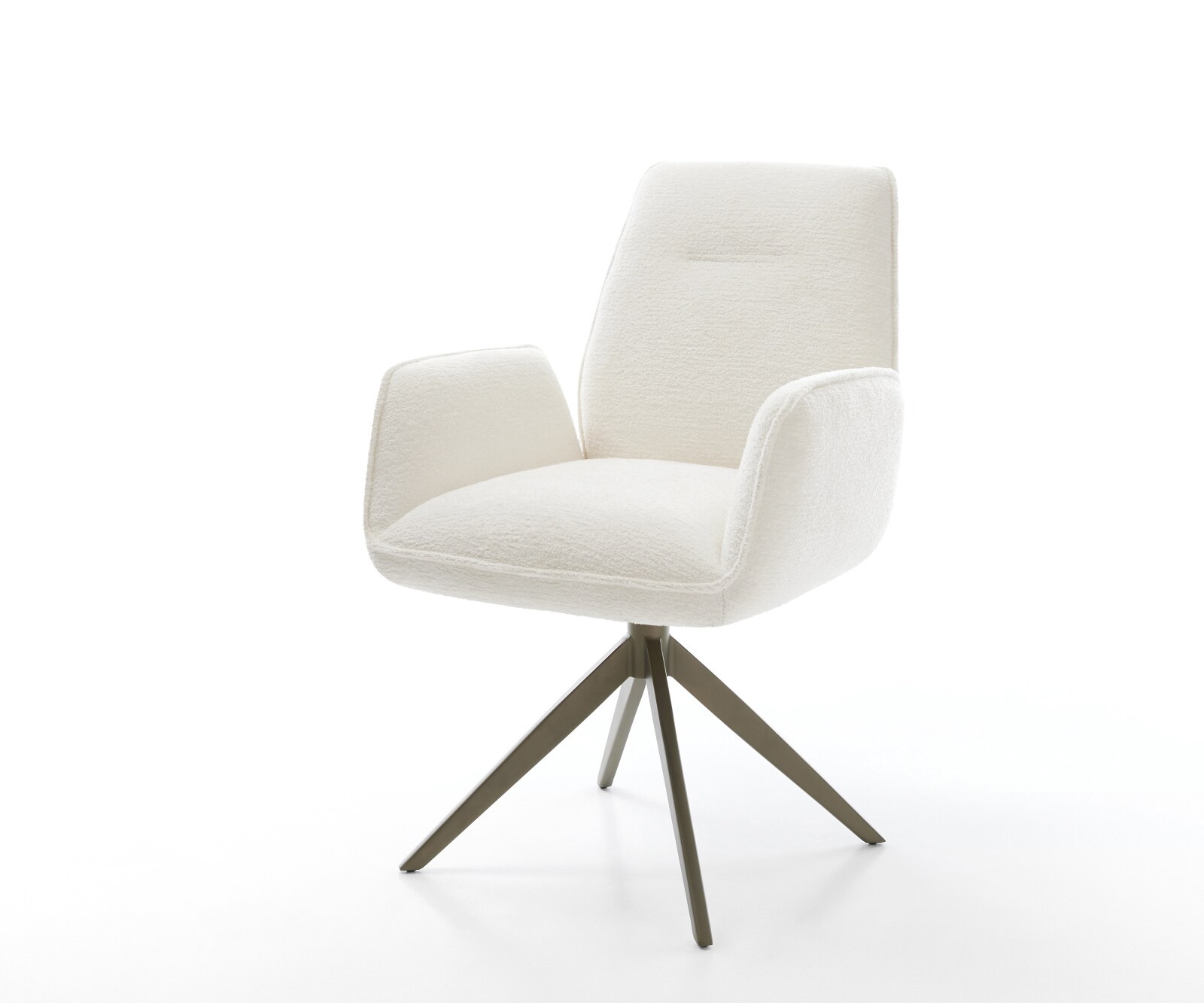 Draaistoel Zoa-Flex bouclé zacht beige kruisframe breed afwerking met titanium 360° draaibaar rocker-functie pocketveer kern 1