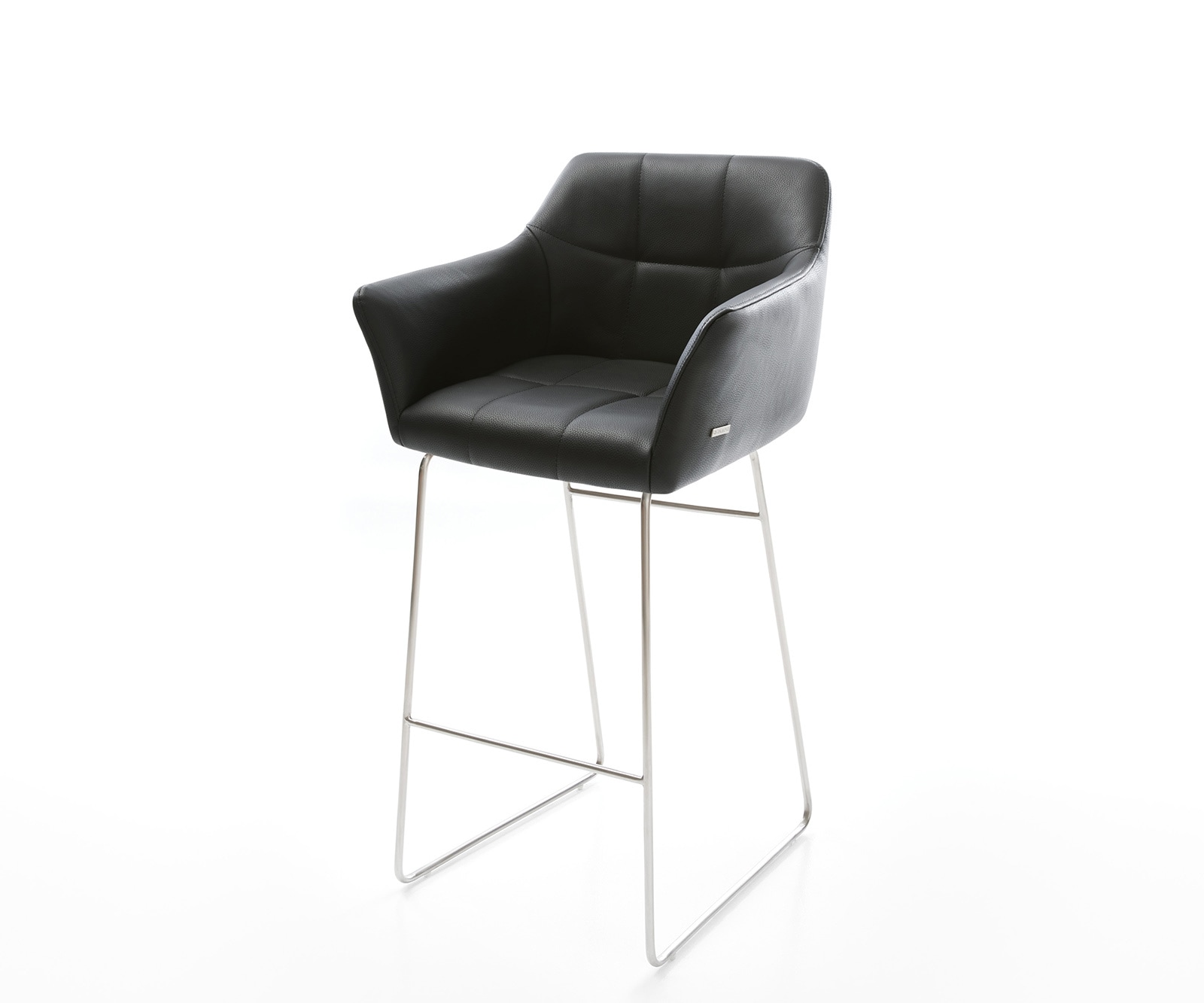 Barstoel Yulo-Flex echt leer zwart slipframe roestvrij staal Barstoel Yulo-Flex echt leer zwart slipframe roestvrij staal