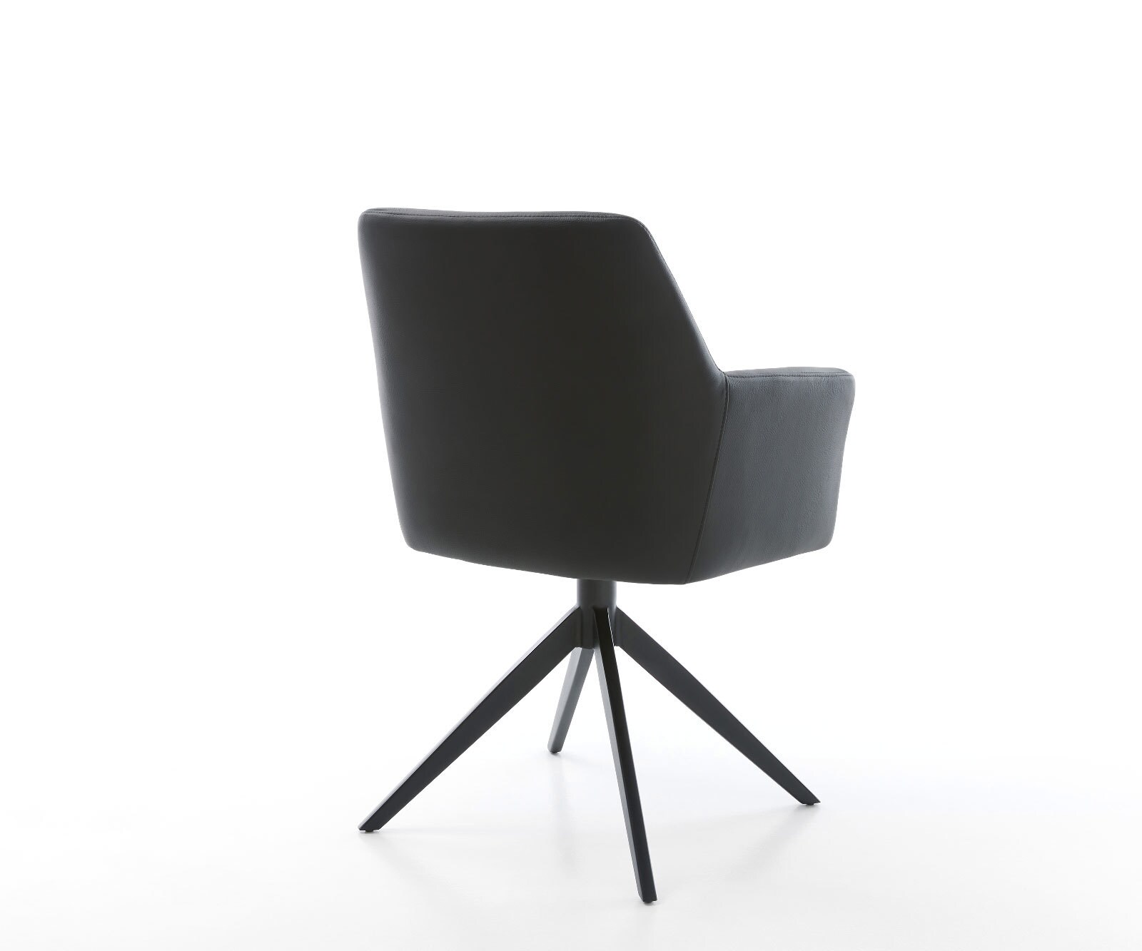 Draaistoel Xana-Flex met armleuning echt leer zwart kruisframe breed zwart 360° draaibaar rocker-functie pocketveer kern 4