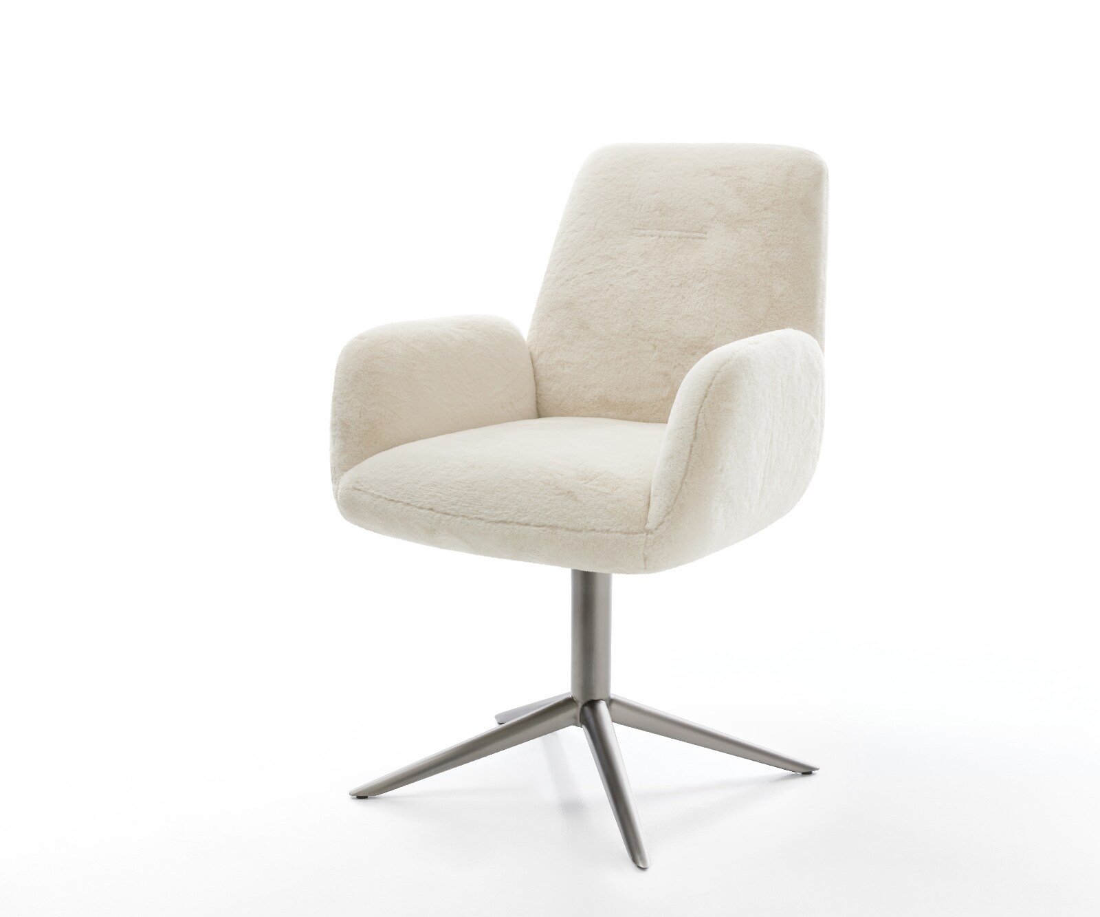 Draaistoel Zoa-Flex pluchen crème-wit kruispoot grafiet 360° draaibaar rocker-functie pocketveer kern 1