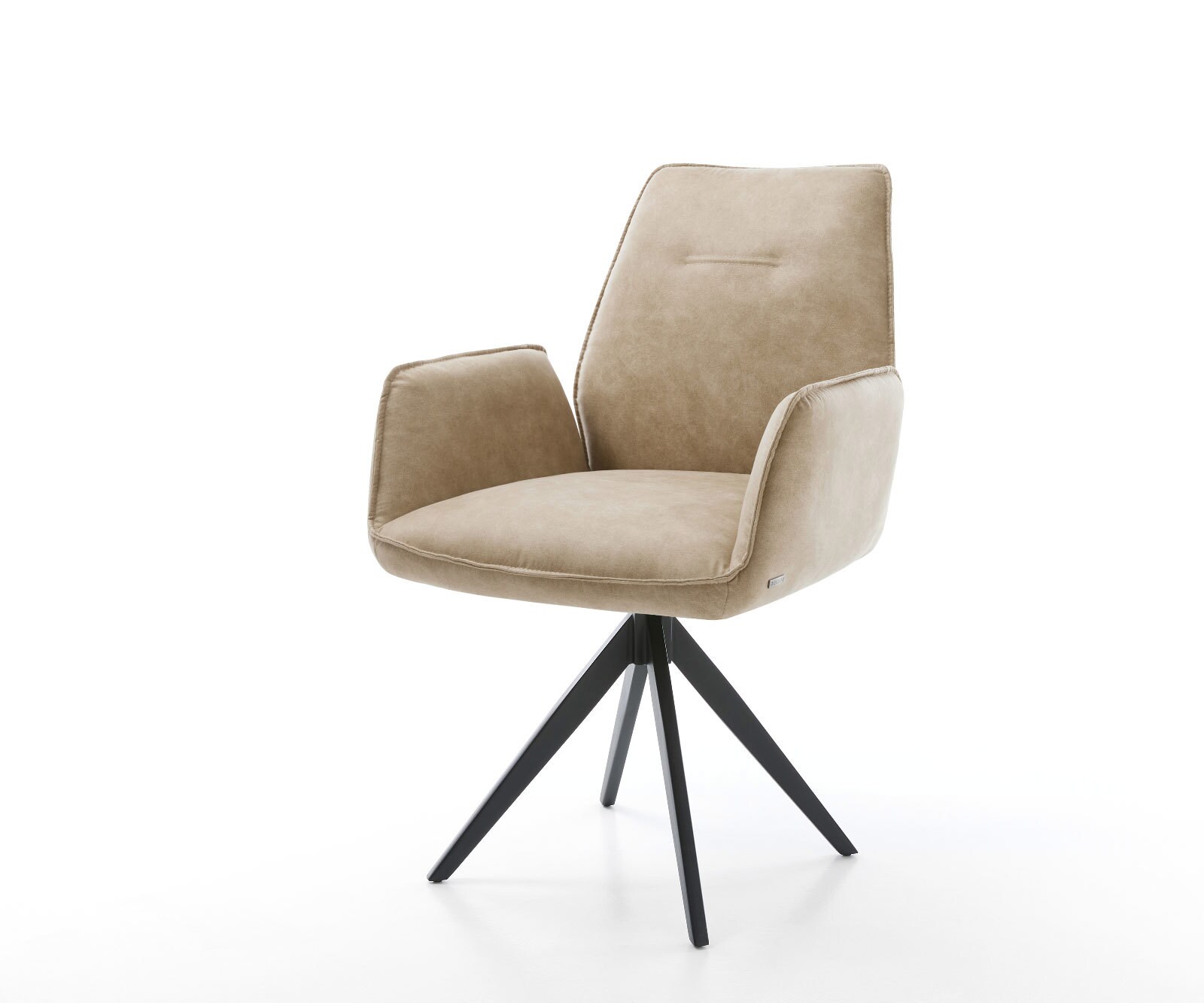 Eetkamerstoel Zoa-Flex microvelours beige vintage kruisframe hoekig zwart pocketveer kern