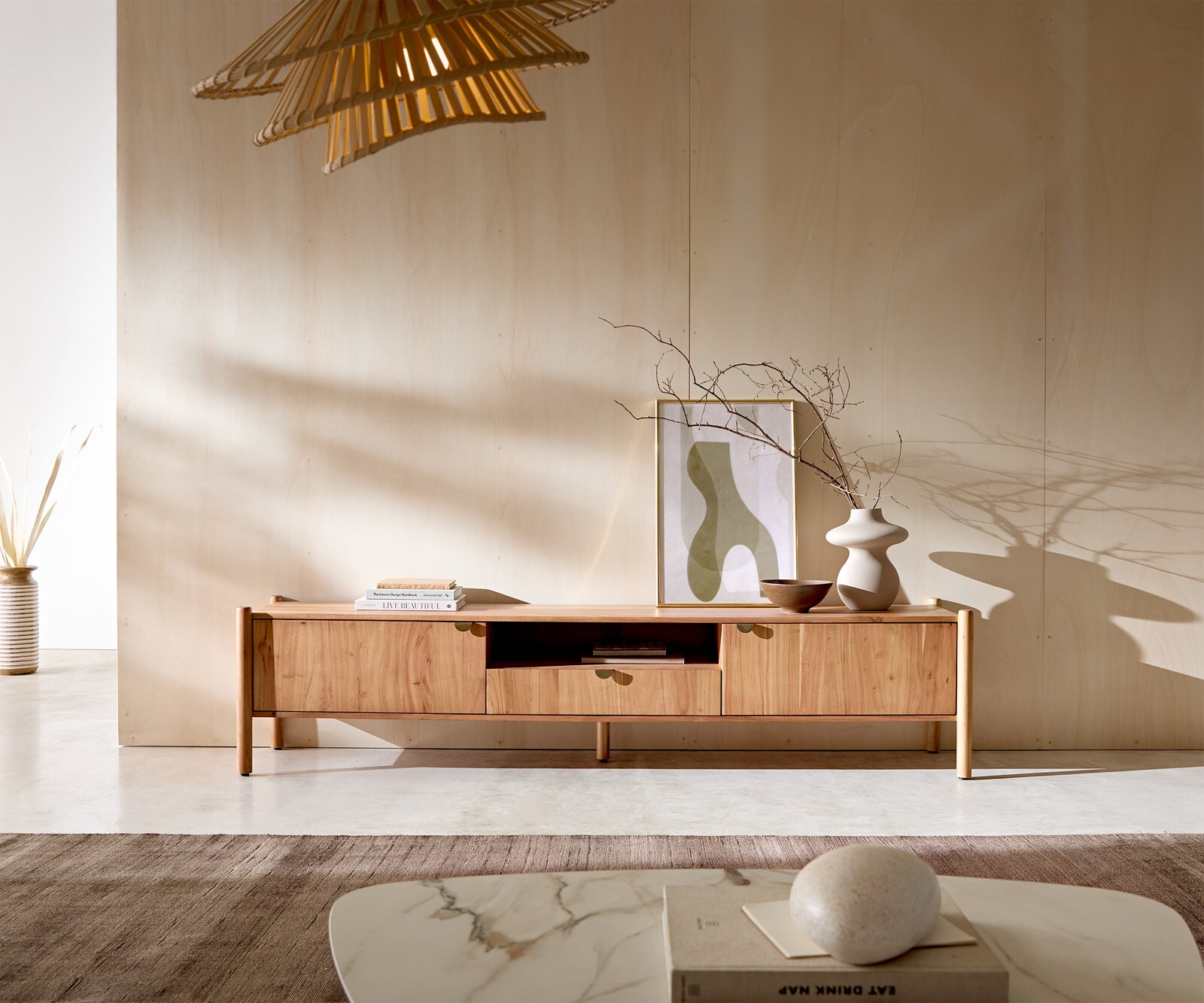 Tv-meubel Caius 200 cm acacia aura 2 deuren 1 lade 1 vak 1