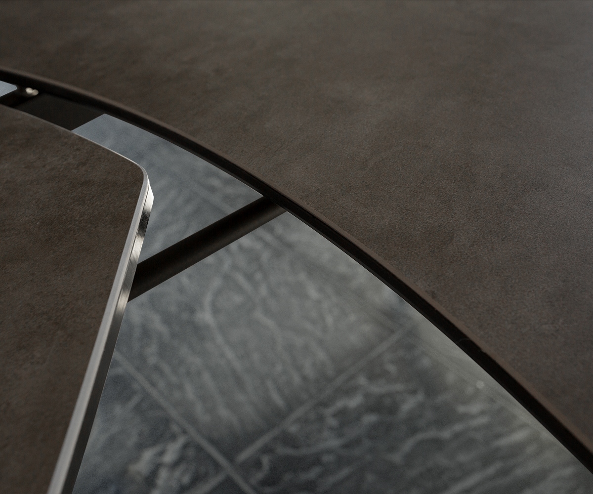 Eettafel Carlow 130/200x95 cm keramisch bruin roestvrij staal uitschuifbaar 5 Eettafel Carlow 130/200x95 cm keramisch bruin roestvrij staal uitschuifbaar 5