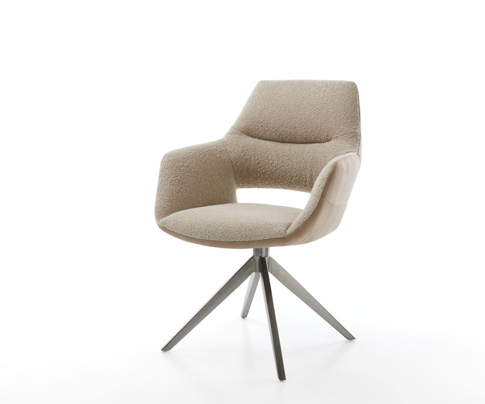 Draaistoel Yago-Flex met armleuning materiaalmix mud kruisframe breed roestvrij staal 360° draaibaar rocker-functie pocketveer kern