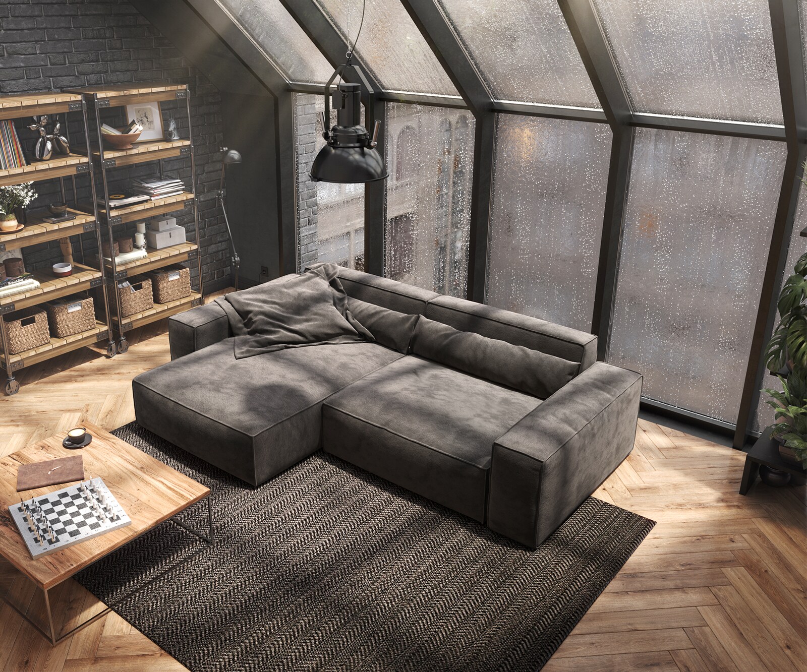 Hoekbank Sirpio XL 270x170 cm microvezel kaki bruin recamiere variabele 4