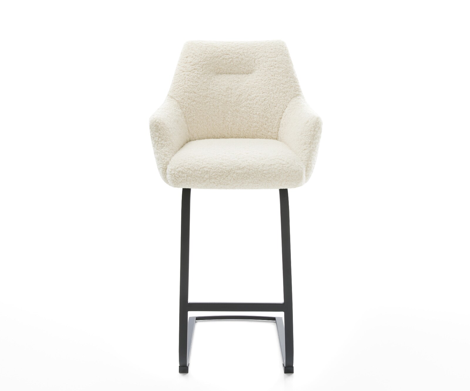 Barstoel Alja-Flex Teddystof Beige Vrijkantelframe plat metaal Zwart Pocketvering 2