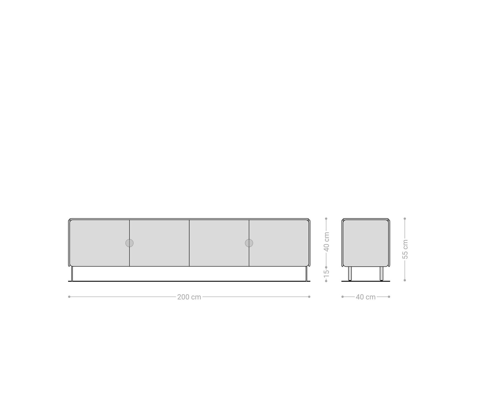 TV-meubel Shavani 200 cm acacia natuur 4 deuren L-poot metaal zwart 6