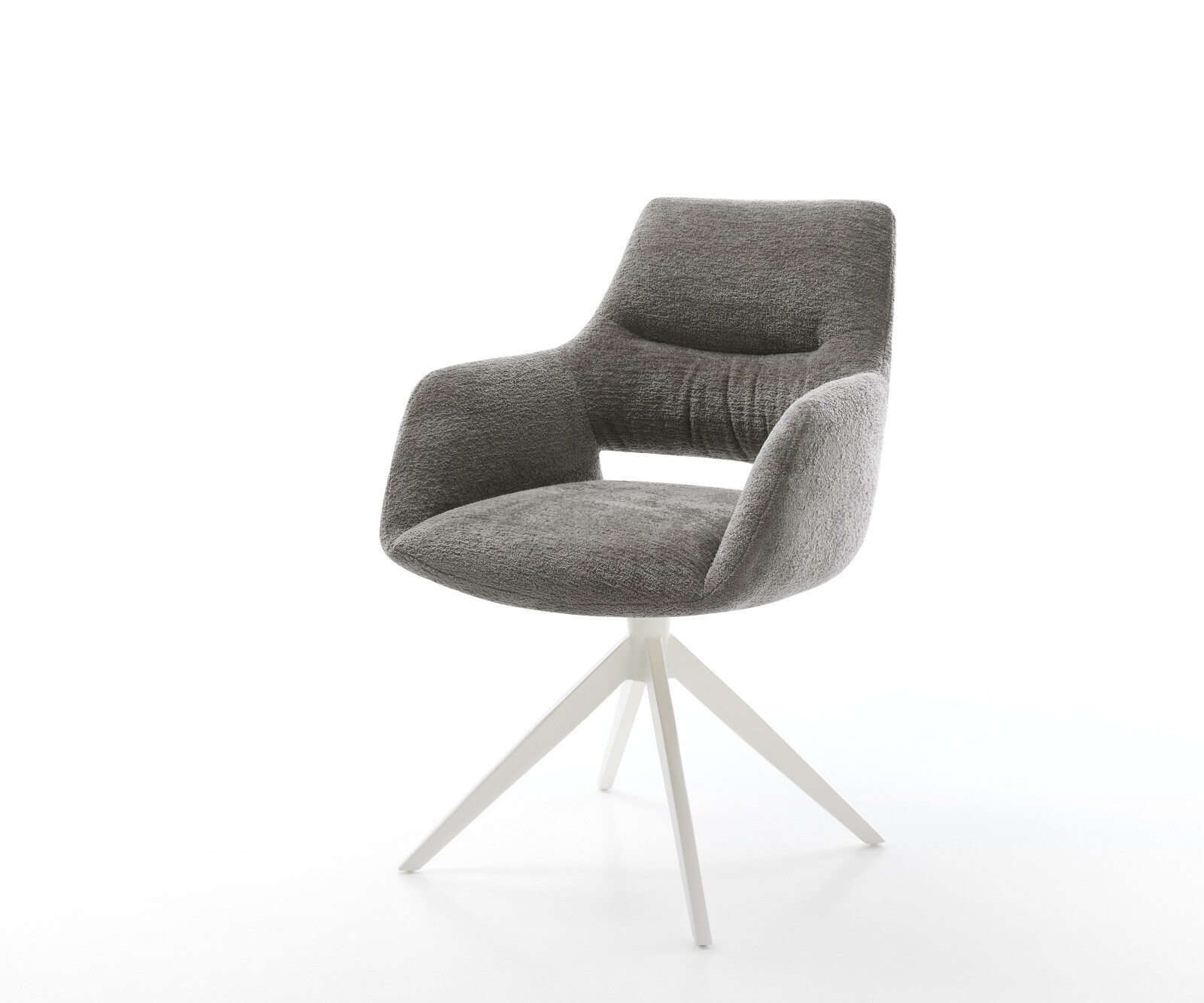 Draaistoel Yago-Flex met armleuning bouclé zacht mud kruisframe breed wit 360° draaibaar rocker-functie pocketveer kern 1