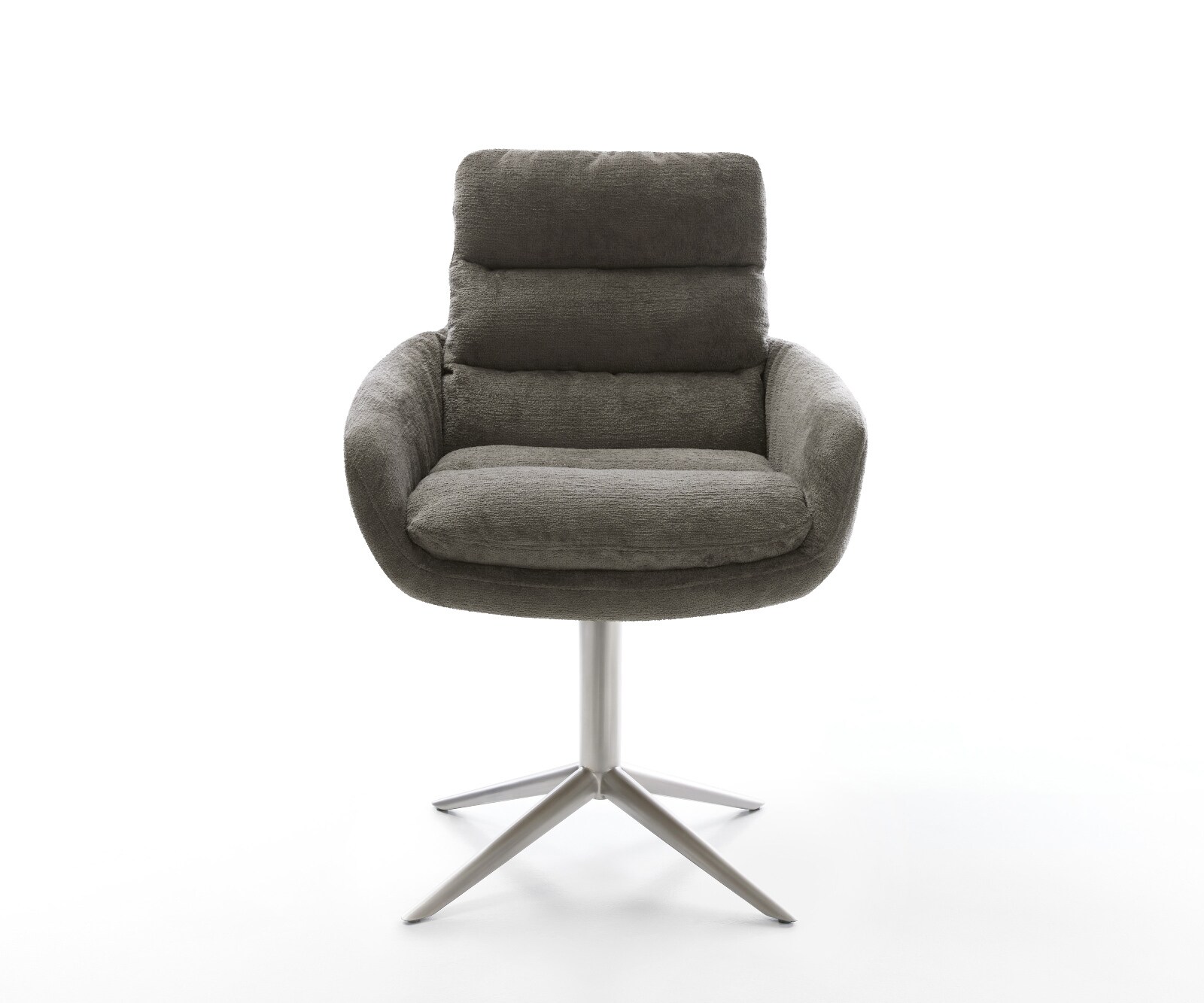 Draaistoel Abelia-Flex met armleuning bouclé zacht mud kruispoot roestvrij staal 360° draaibaar rocker-functie 2