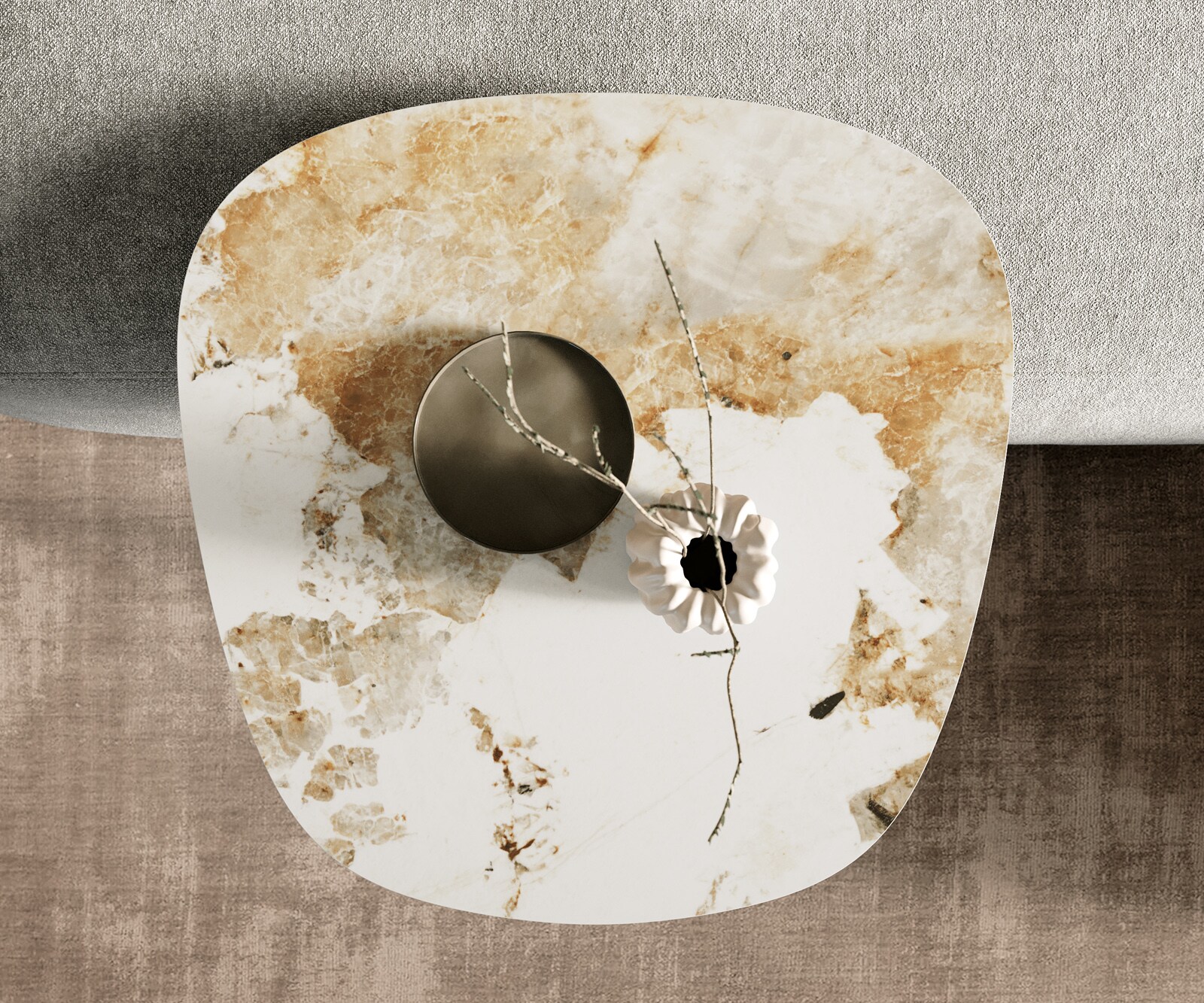 Salontafel Edge Boot 60x60 cm keramiek Minas Melange Eleny Metall effectafwerking titaan 4