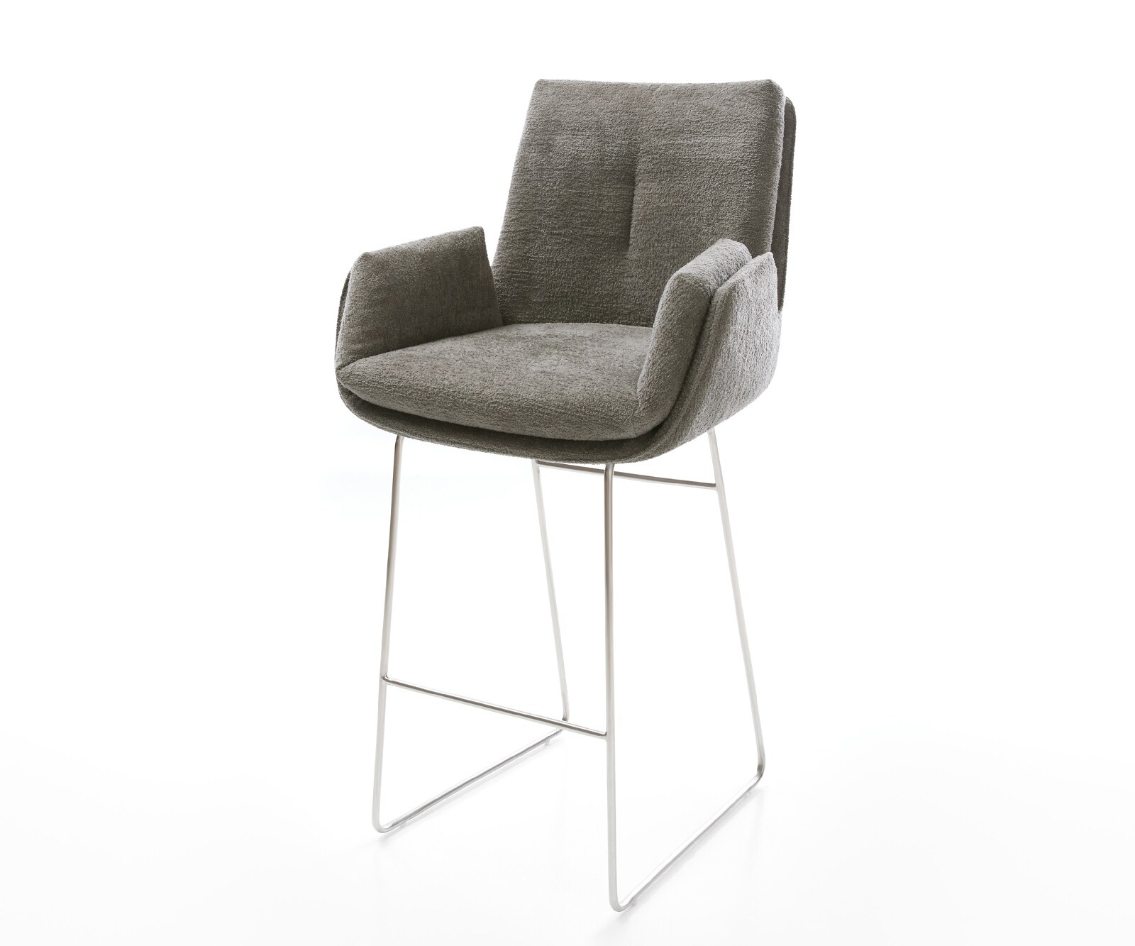 Barstoel Clea-Flex Bouclé zacht Mud Sledeonderstel roestvrij staal Zilver 1
