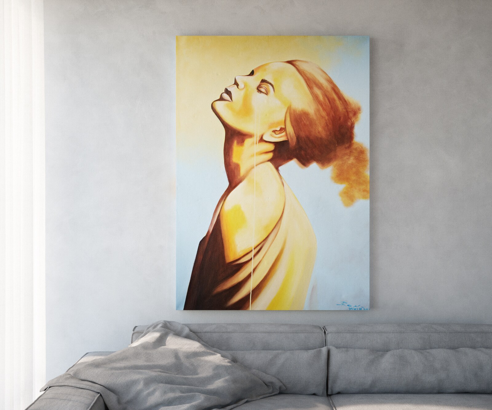 Schilderij Young Woman meerkleurig 100x140 cm acryl op doek