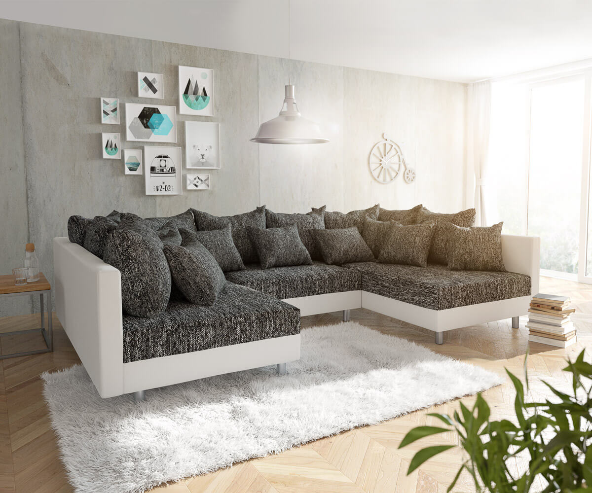Woonlandschap Clovis wit zwart modulaire bank