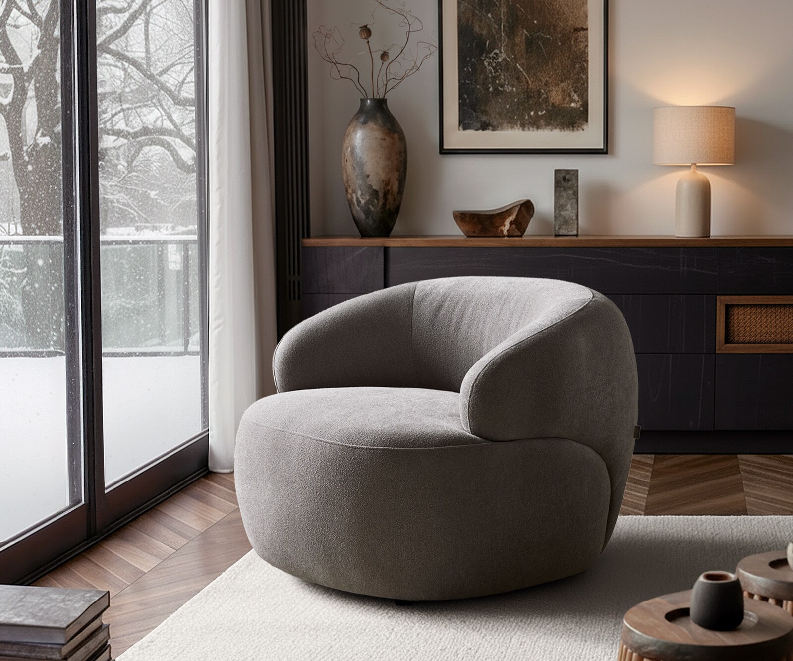 Fauteuil Nova 88x88 cm structuurstof soft grijs 1