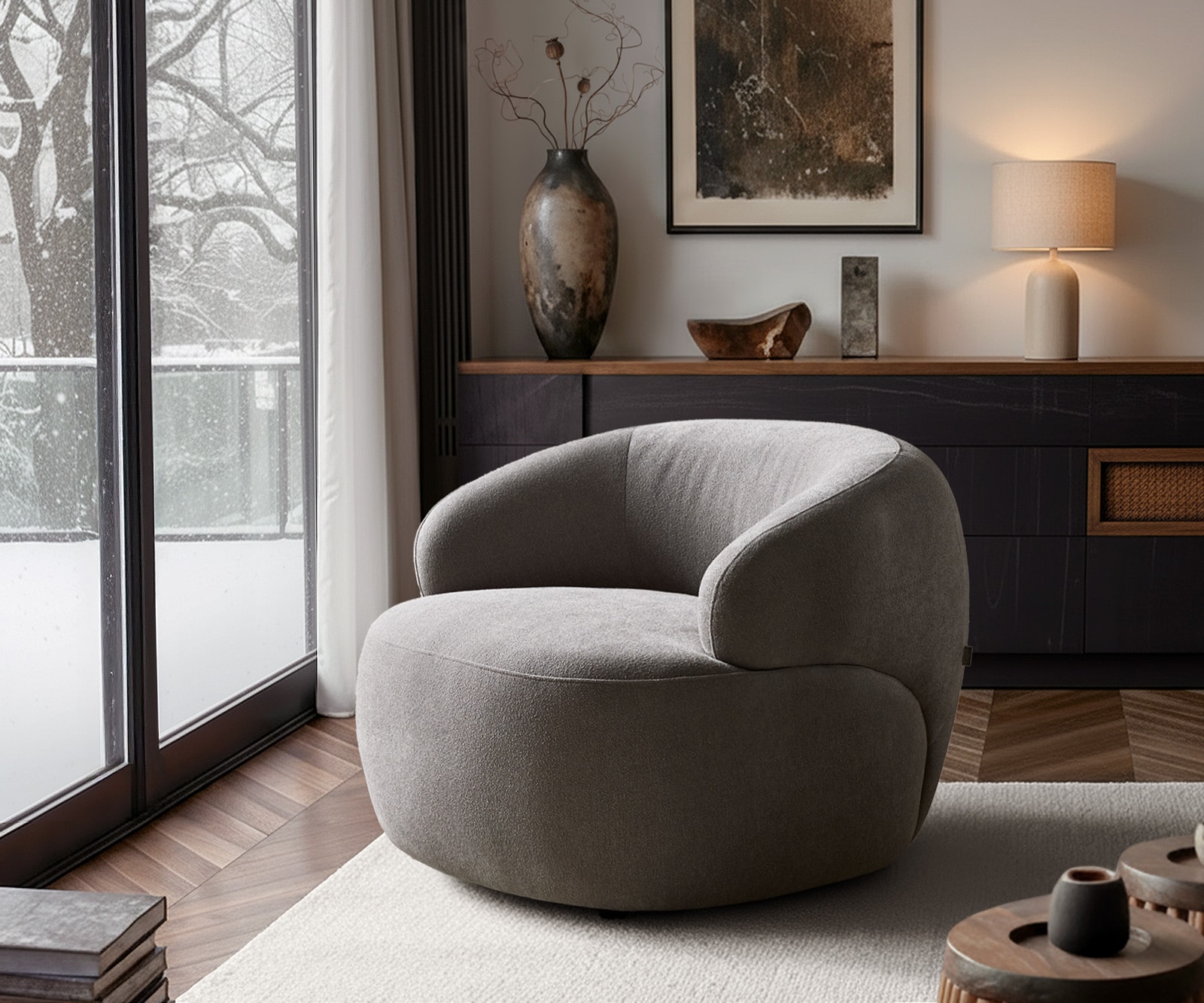 Fauteuil Nova 88x88 cm structuurstof soft grijs 1